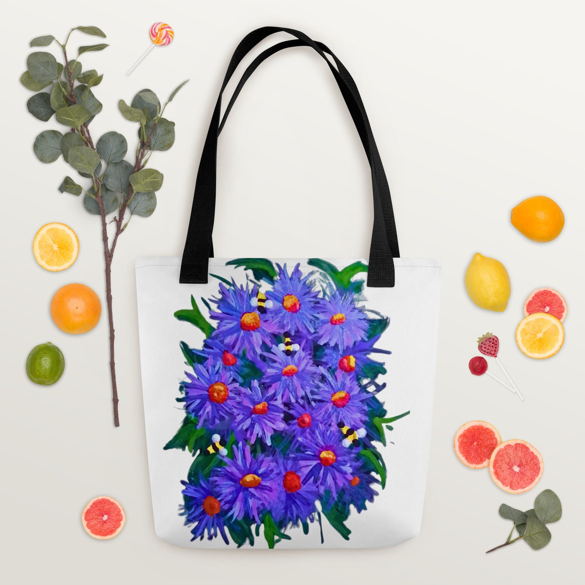 Asther flower tote bag,beach tote bag,nurse tote bag,farmers market bag,colorful tote bag,carry all,wildflower tote bag,nature lovers gift