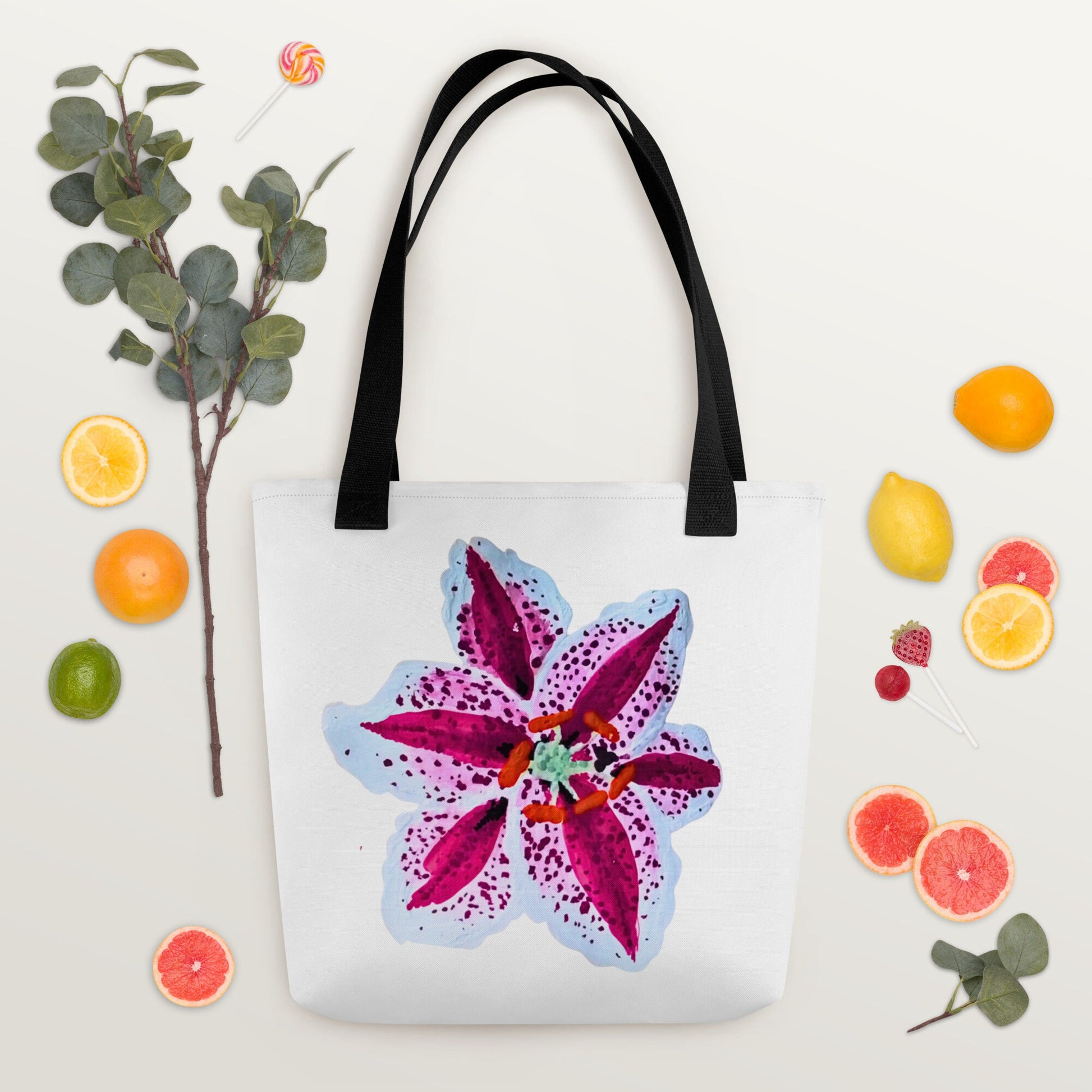 Tiger lily tote bag,beach tote bag,nurse tote bag,farmers market bag,wildflower tote bag,carry all,nature lovers tote bag,unique tote bag