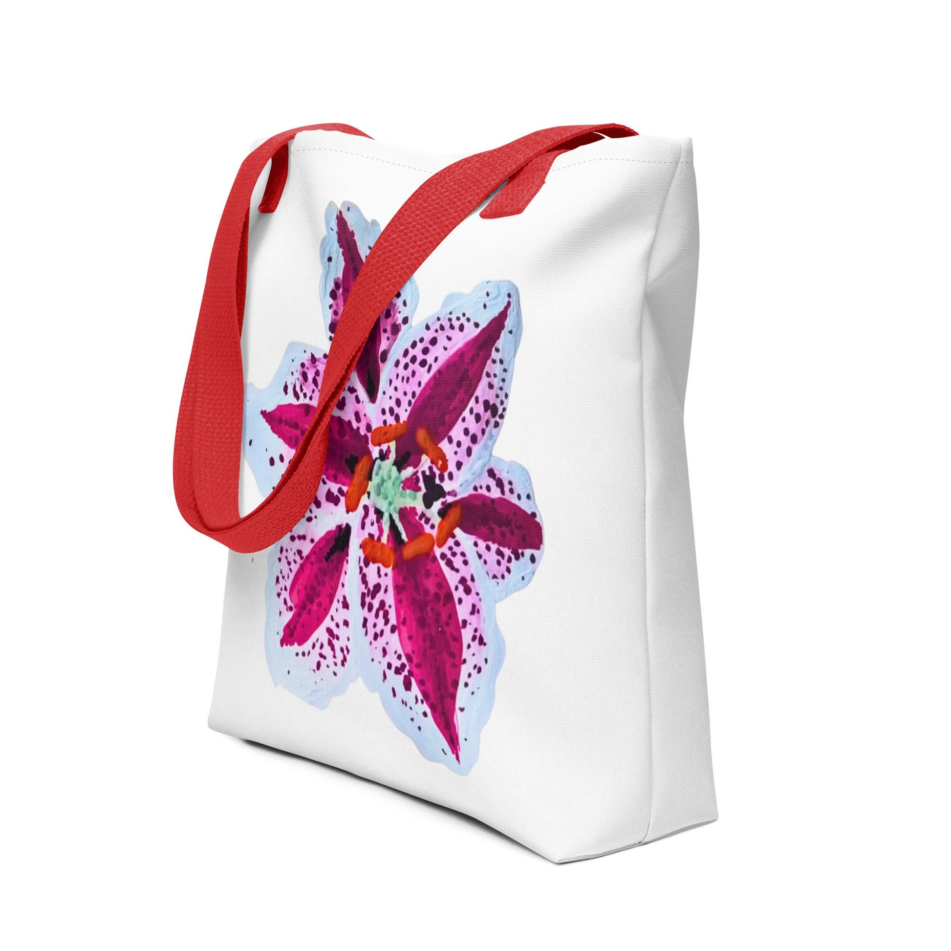 Tiger lily tote bag,beach tote bag,nurse tote bag,farmers market bag,wildflower tote bag,carry all,nature lovers tote bag,unique tote bag