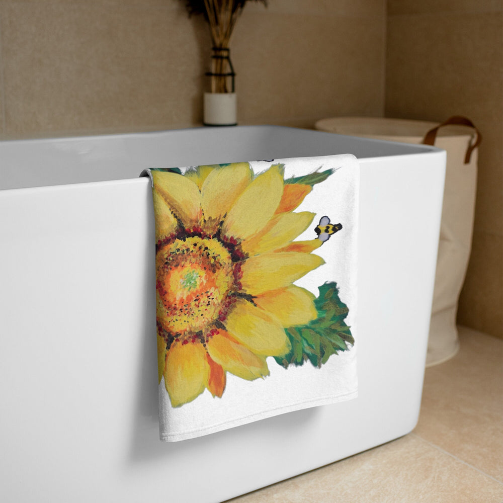 Yellow floral towel,fall towels,housewares,decor,botanical towels,guest towels,beach towels,kids bath towels,floral towels