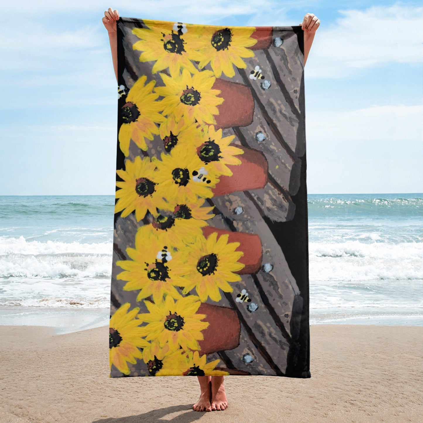 Black Eyed Susan Towel,fall towels,housewares,decor,guest towels,floral towels,kids bath towels,beach towels,nature lovers gift