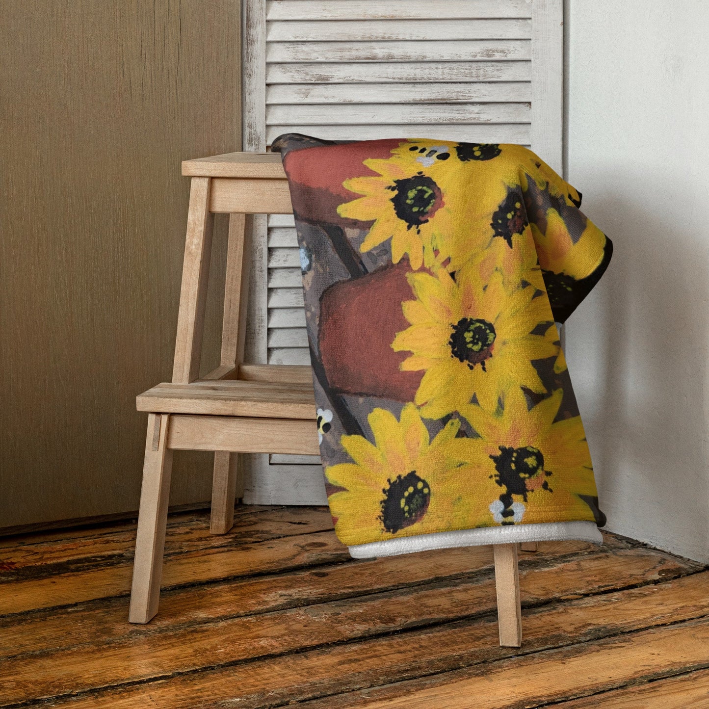 Black Eyed Susan Towel,fall towels,housewares,decor,guest towels,floral towels,kids bath towels,beach towels,nature lovers gift