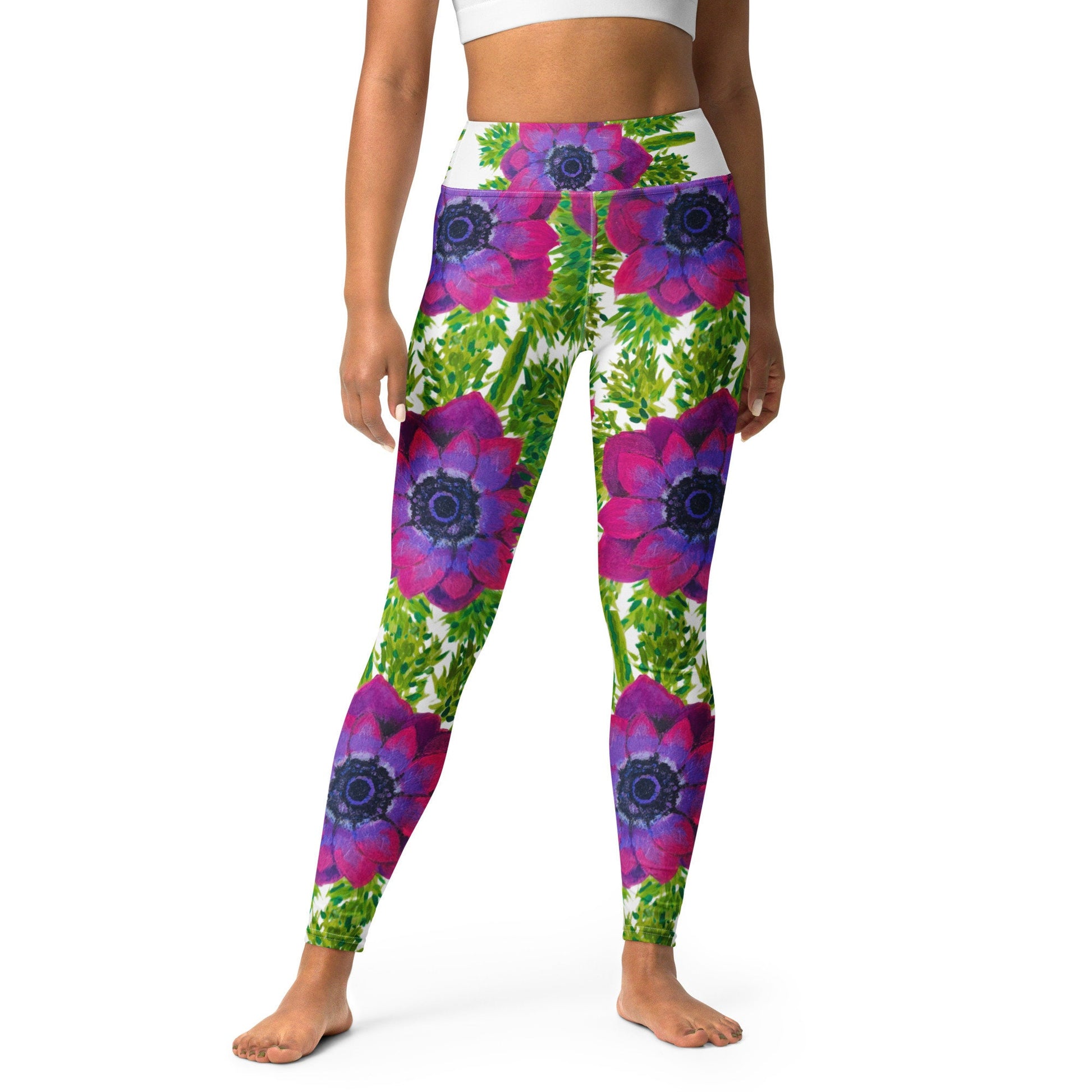 Colorful floral yoga leggings,fitness leggings,workout pants,gym leggings,spandex leggings,high waist leggings,fun leggings,nature lovers