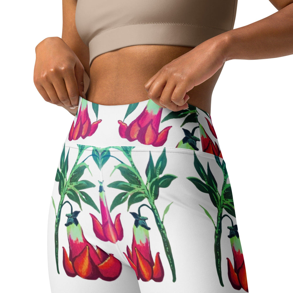 Trumpet flower yoga leggings,fitness leggings,workout pants,fun leggings,gym leggings,high waist leggings,activewear,spandex leggings