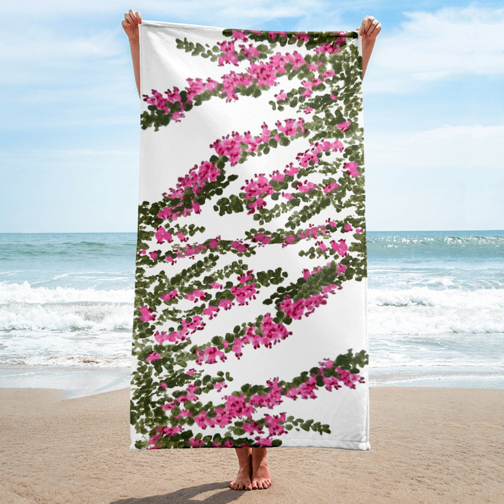 Heather floral beach towels,bathroom towel,custom beach towels,botanical towel,guest towel,housewares,floral decor,vacation towel,pool towel