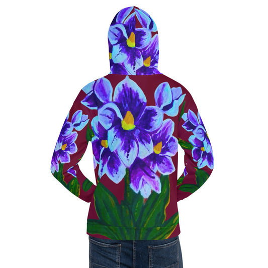 Blue Floral Unisex Hoodie,hoodie with pockets,pullover hoodie,fall hoodie,trending hoodie,comfy hoodie,colorful hoodie