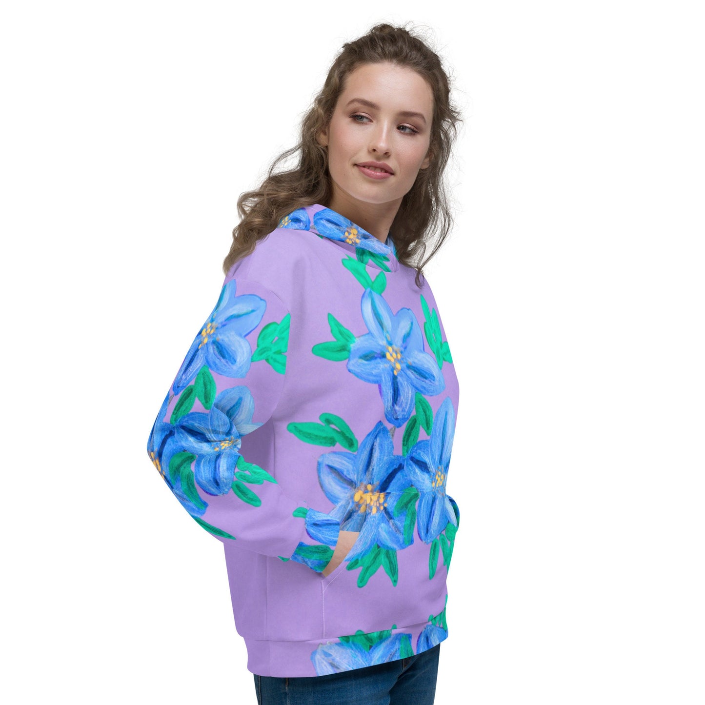 Forget Me Not Unisex Hoodie,floral hoodie,hoodie with pockets,pullover hoodie,trending hoodie,nature hoodie,plus size hoodie