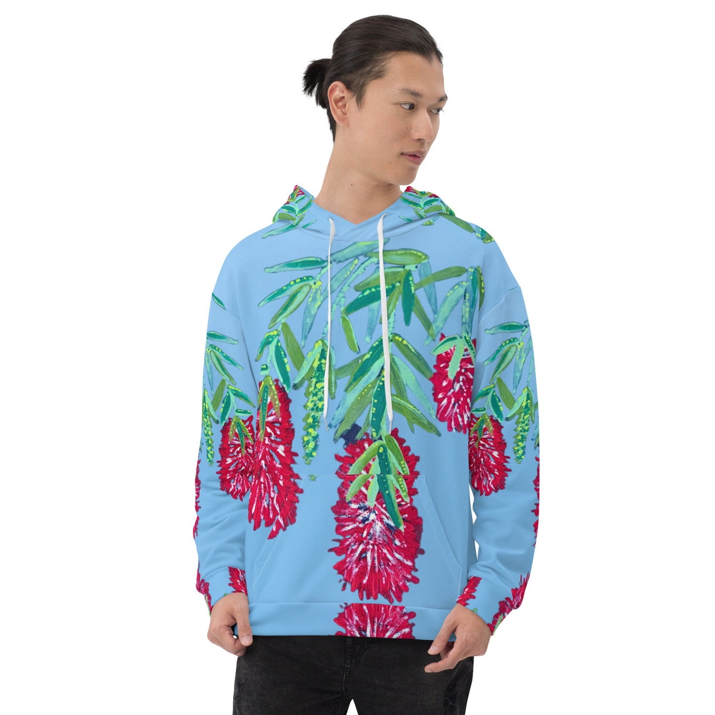 Weeping Bottle Brush Unisex Hoodie,hoodie with pockets,red floral hoodie,pullover hoodie,red flower,fall hoodie,trending hoodie