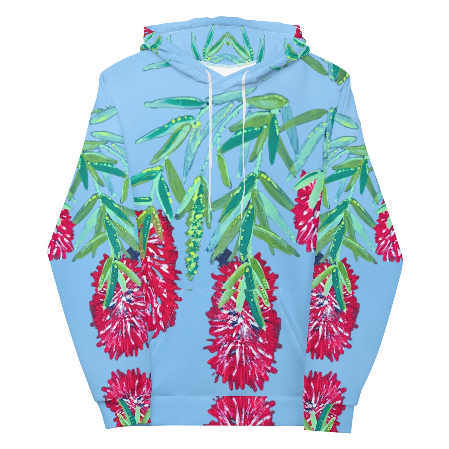 Weeping Bottle Brush Unisex Hoodie,hoodie with pockets,red floral hoodie,pullover hoodie,red flower,fall hoodie,trending hoodie