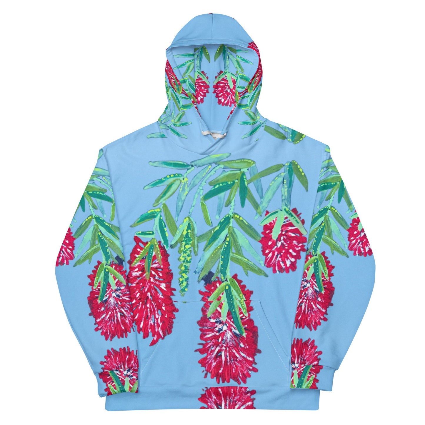 Weeping Bottle Brush Unisex Hoodie,hoodie with pockets,red floral hoodie,pullover hoodie,red flower,fall hoodie,trending hoodie