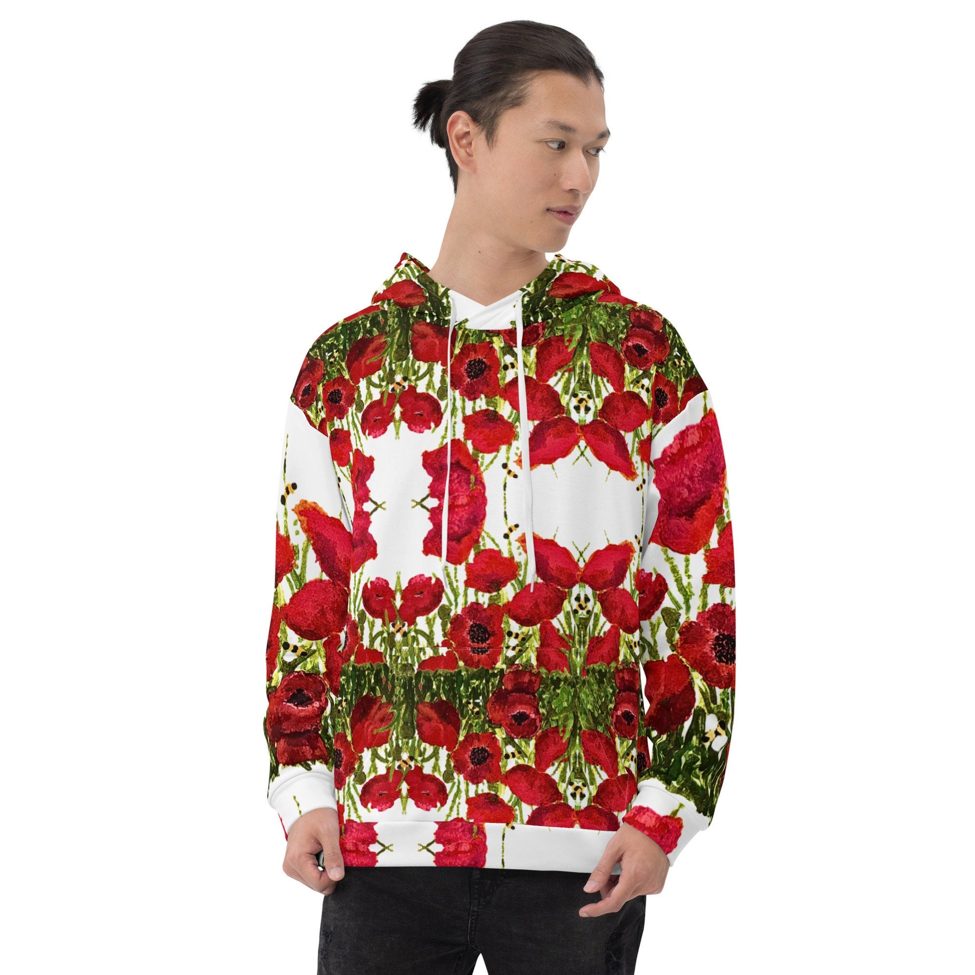 Red Poppies Unisex Hoodie,hoodie with pockets,pullover hoodie,fall hoodie,aunt hoodie,mama hoodie,hippie hoodie,comfy hoodie