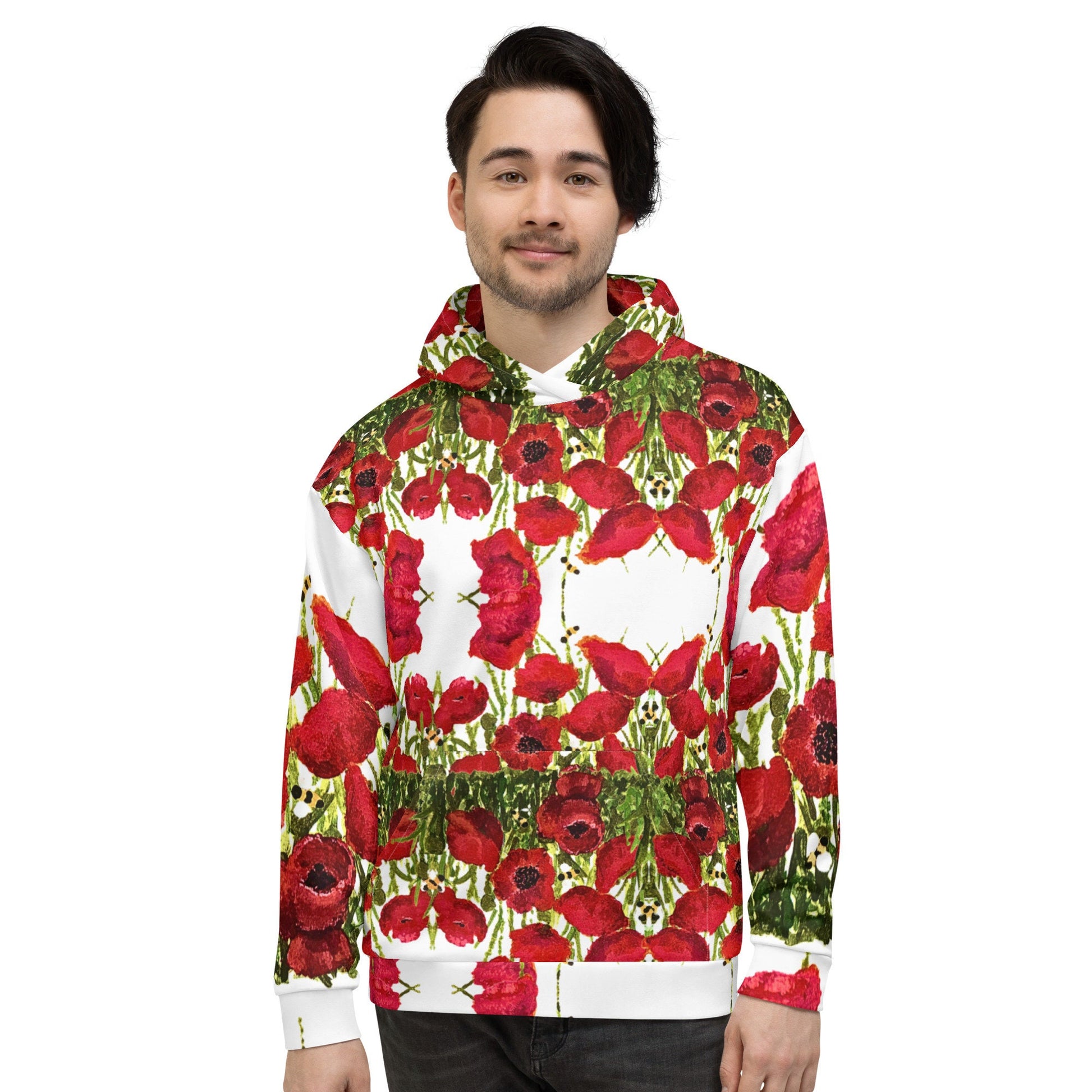 Red Poppies Unisex Hoodie,hoodie with pockets,pullover hoodie,fall hoodie,aunt hoodie,mama hoodie,hippie hoodie,comfy hoodie