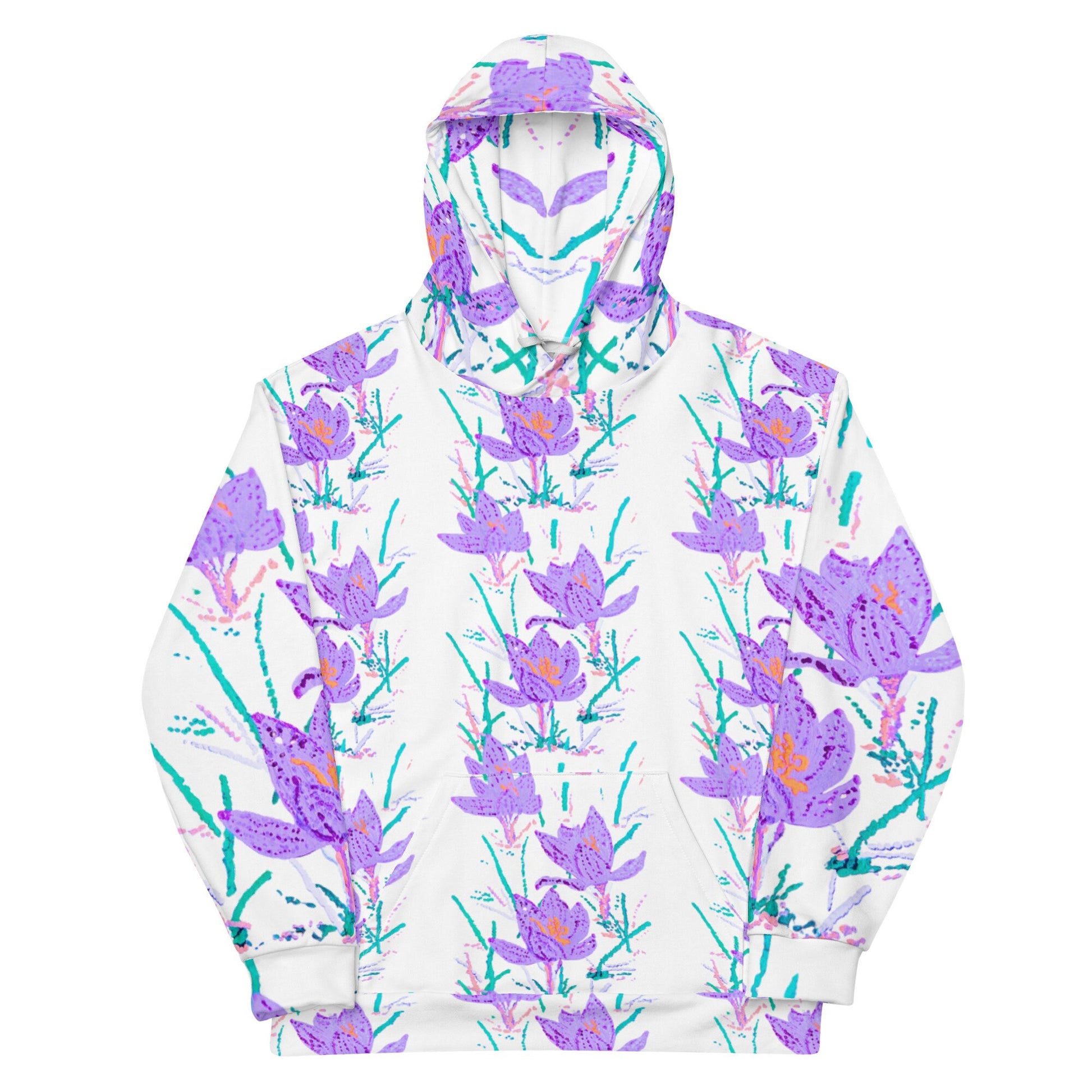 Crocus Flower Unisex Hoodie,floral hoodie,hoodie with pockets,aunt hoodie,mama hoodie,pullover hoodie,beach hoodie,trendy hoodie