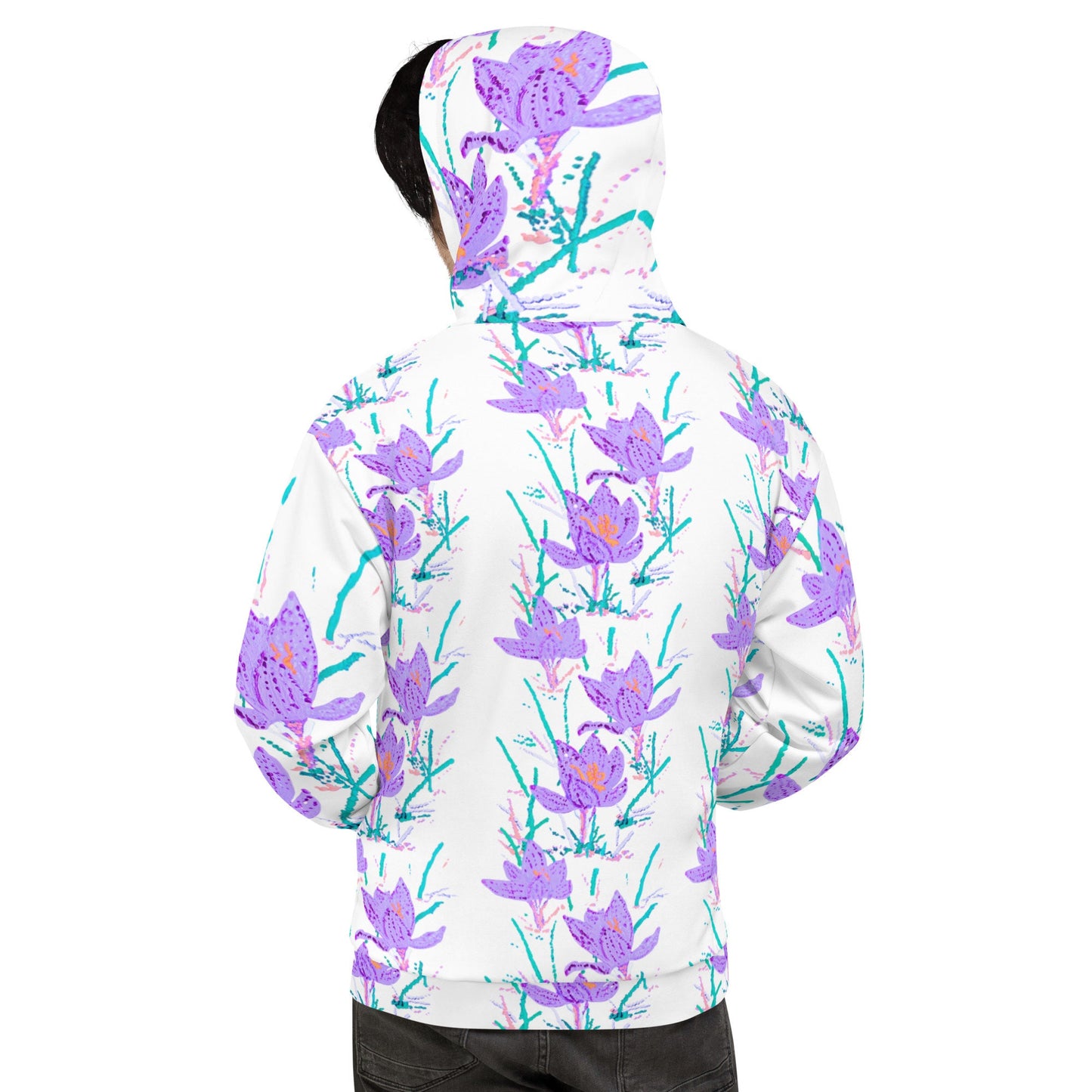 Crocus Flower Unisex Hoodie,floral hoodie,hoodie with pockets,aunt hoodie,mama hoodie,pullover hoodie,beach hoodie,trendy hoodie