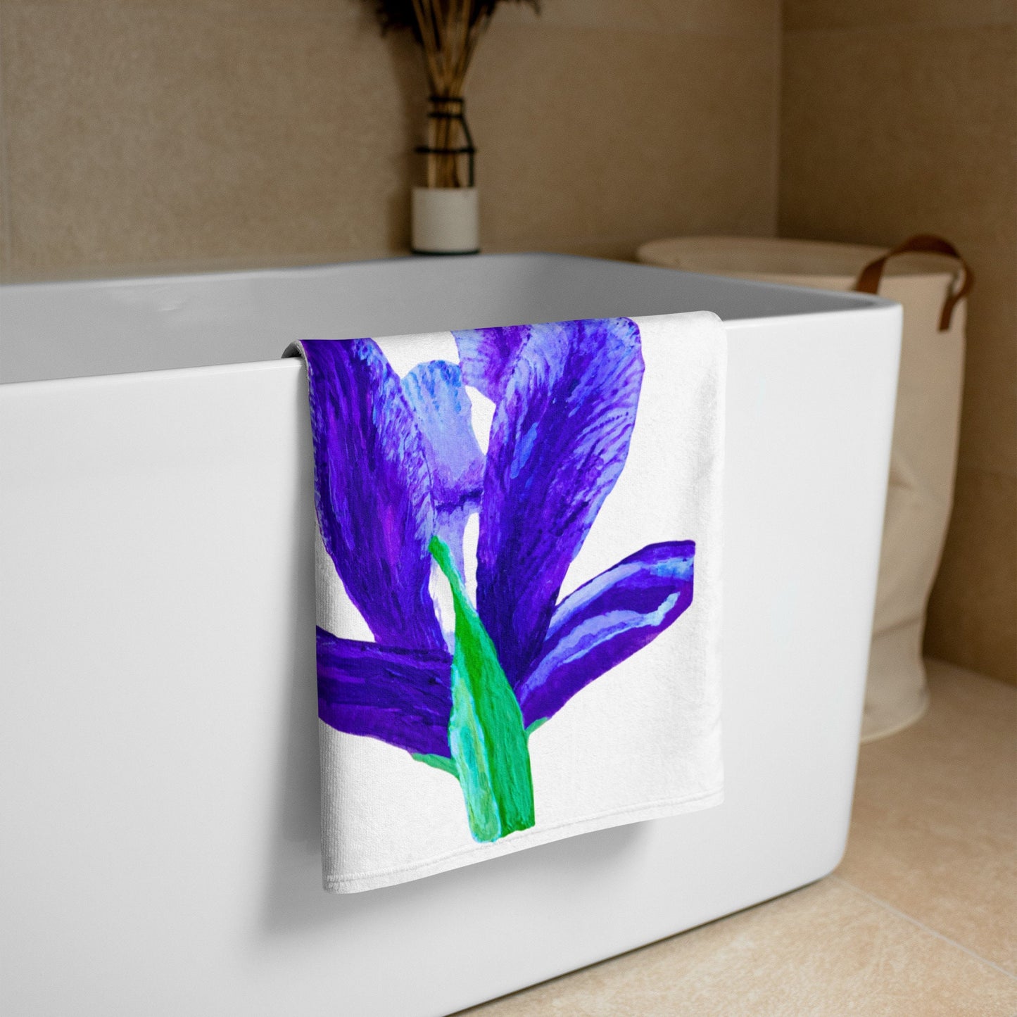 Iris floral towel,fall towels,bath towel,botanical towel,housewares,decor,beach towel,guest towels,kids bath towels,gym towel,vacation towel