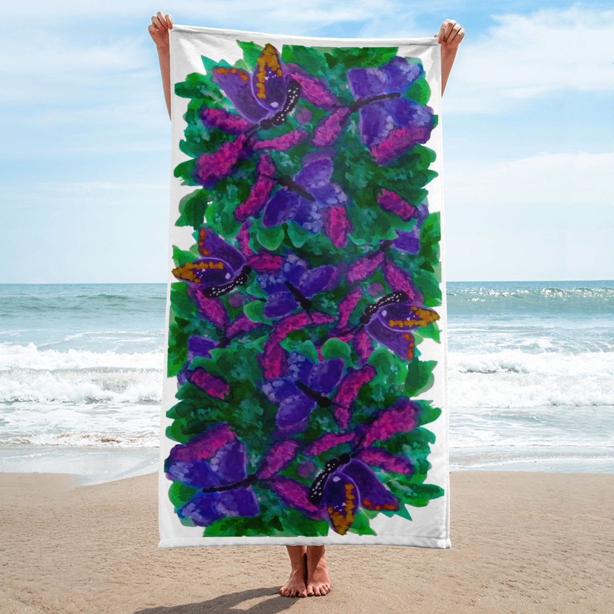 Butterfly garden floral towel,fall towels,botanical towels,kids bath towels,housewares,decor,beach towels,gym towels,guest towels,decorative