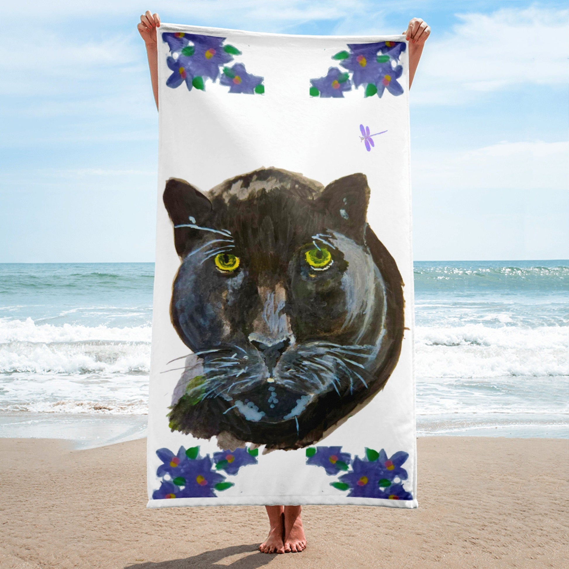 Black Panther beach towel,fall towels,housewares,decor,kids bath towels,guest towels,gym towels,animal lovers gift,cat lovers gift