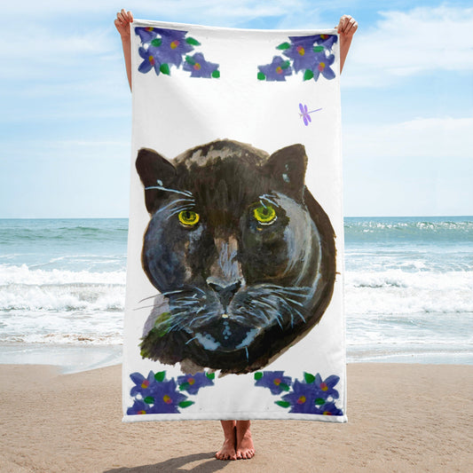 Black Panther beach towel,fall towels,housewares,decor,kids bath towels,guest towels,gym towels,animal lovers gift,cat lovers gift