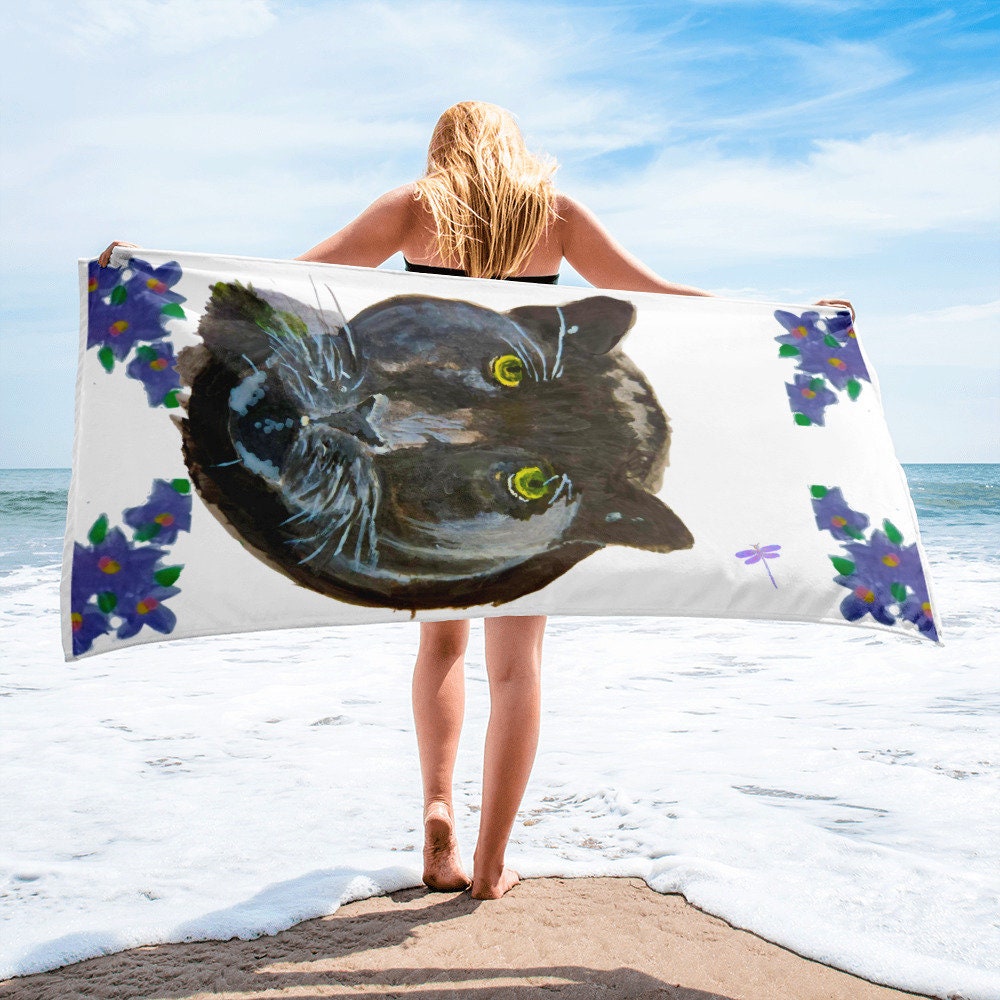 Black Panther beach towel,fall towels,housewares,decor,kids bath towels,guest towels,gym towels,animal lovers gift,cat lovers gift