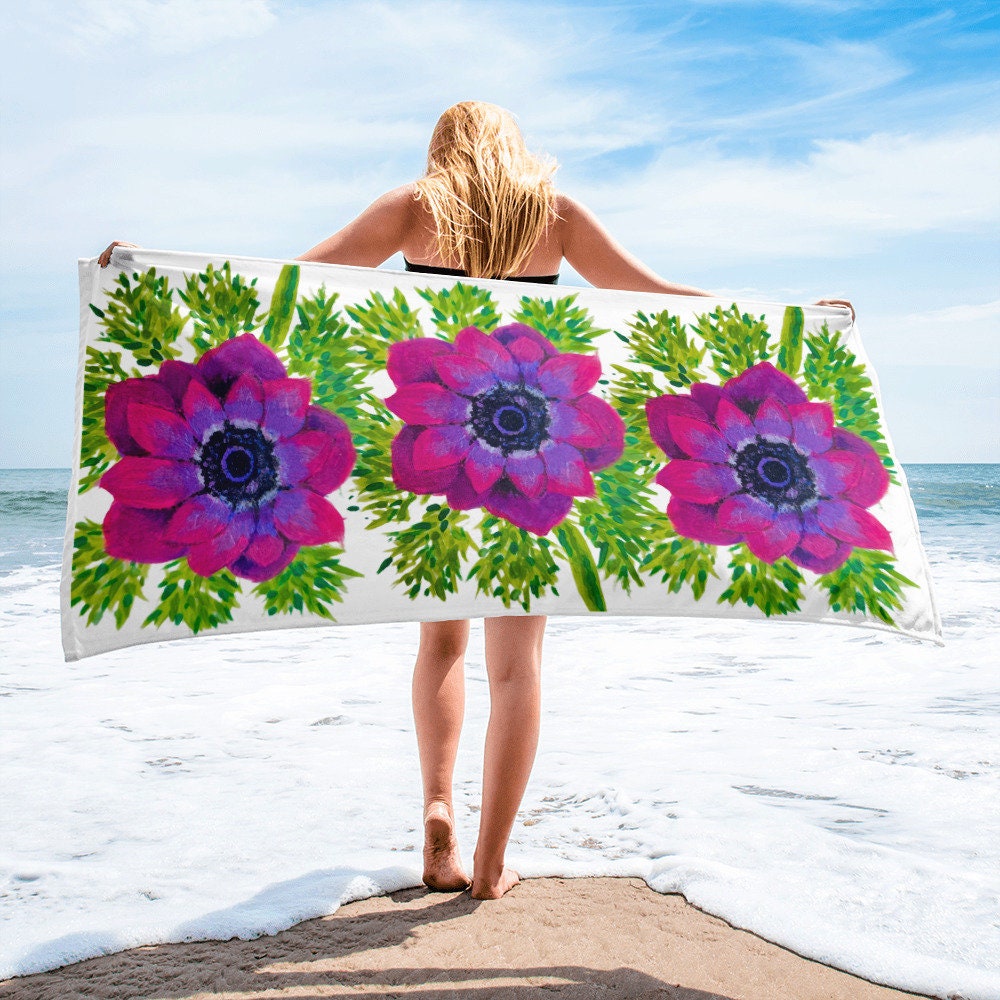 Pink floral beach towels,fall towels,housewares,decor,botanical towels,kids bath towels,premium towels,guest towels,colorful towels