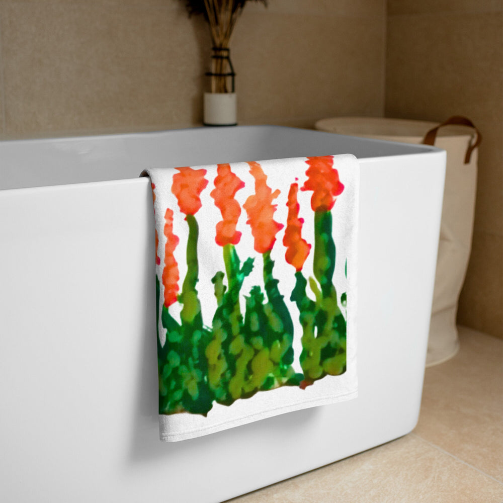 Orange floral bath towels,fall towels,housewares,decor,beach towels,kids bath towels,premium towels,botanical towels,colorful towels