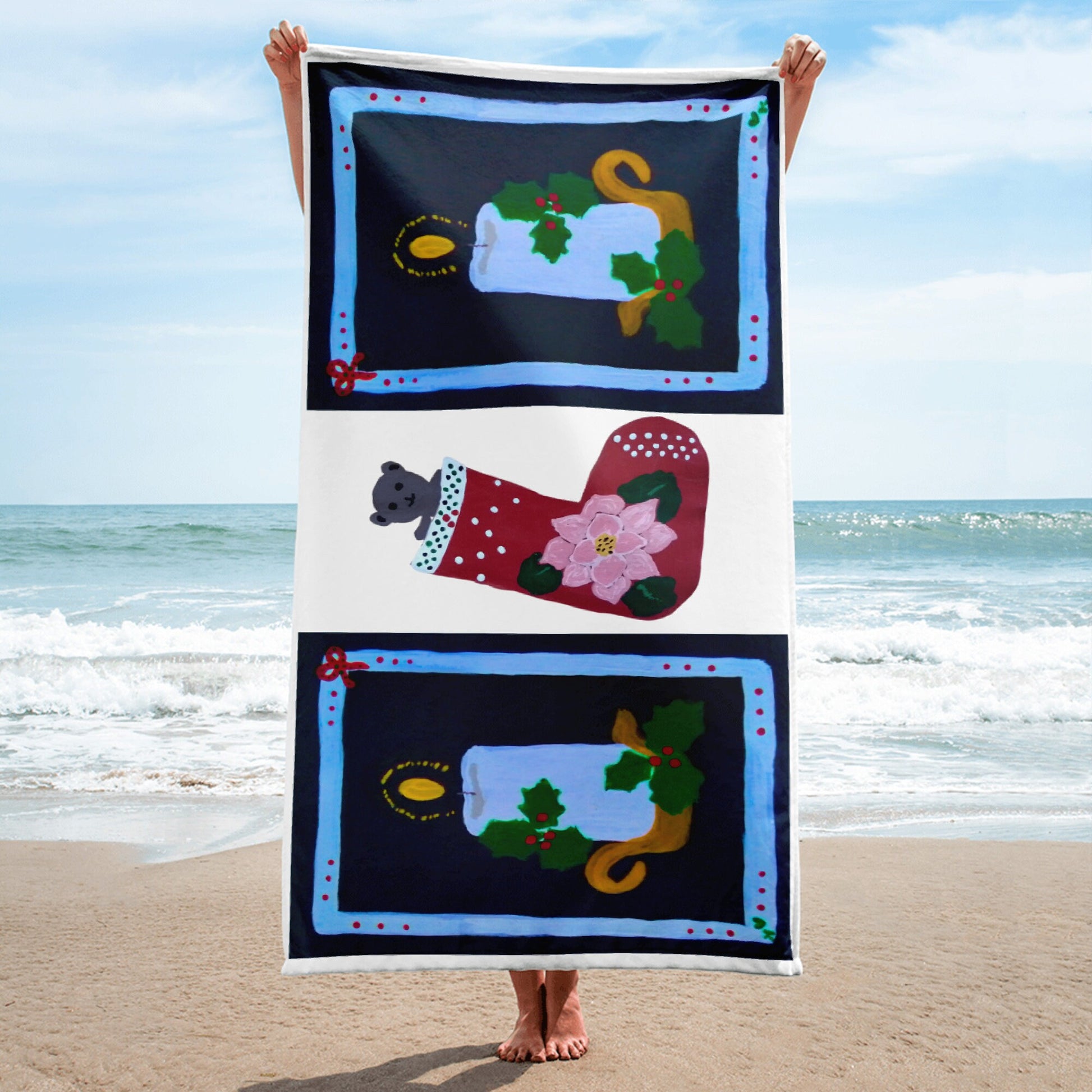 Christmas candles towel,fall towels,beach towels,bath towels,kids bath towels,housewares,decor,holiday decor,hanging towels,guest towels