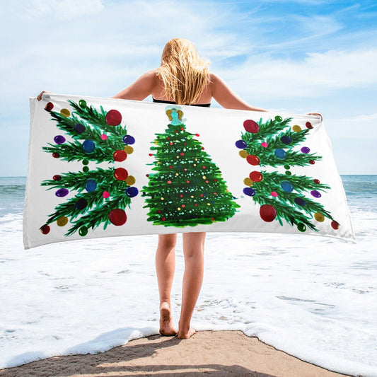 Christmas Tree Towel,fall towels,housewares,holiday decor,decor,beach towels,guest towels,botanical towels,christmas towels,holiday towels