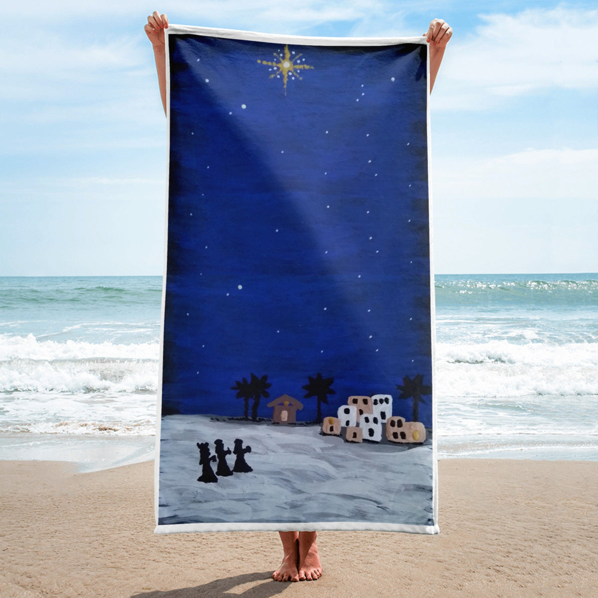 Christmas Scene Towel,fall towels,housewares,holiday decor,decor,artistic towels,guest towels,beach towels,decorative towels