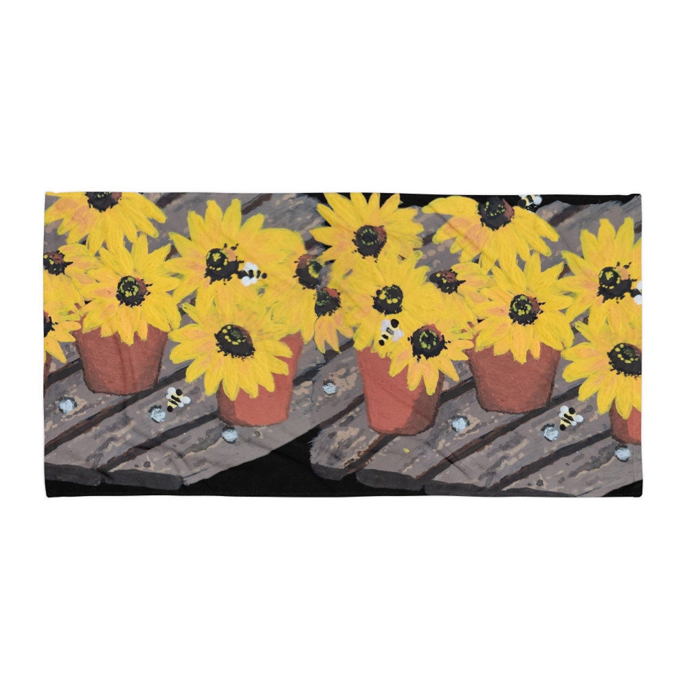 Black Eyed Susan Towel,fall towels,housewares,decor,guest towels,floral towels,kids bath towels,beach towels,nature lovers gift