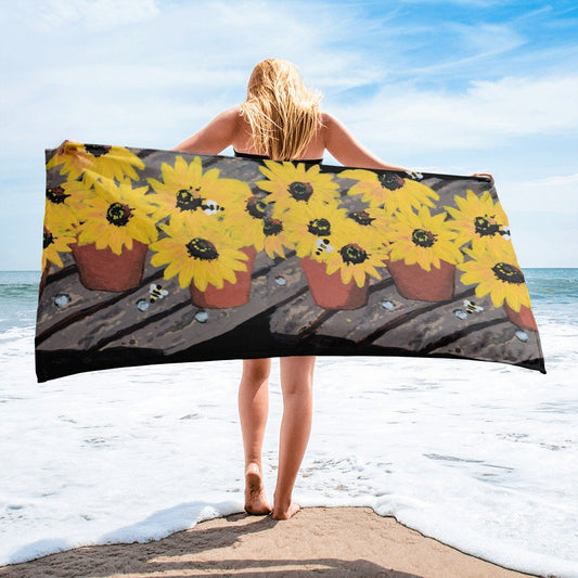 Black Eyed Susan Towel,fall towels,housewares,decor,guest towels,floral towels,kids bath towels,beach towels,nature lovers gift