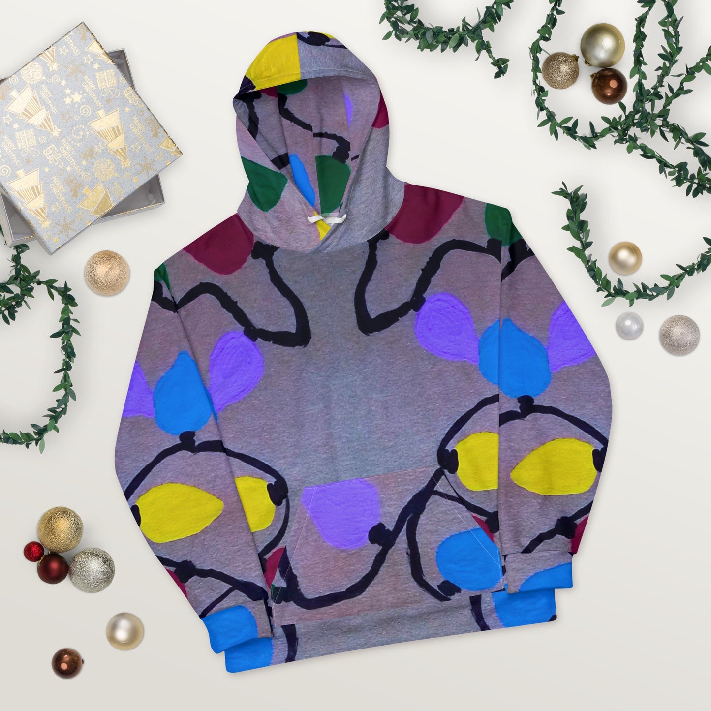 Christmas Lights Unisex Hoodie,festive hoodie,holiday hoodie,fall hoodie,inspirational hoodie,unisex hoodie