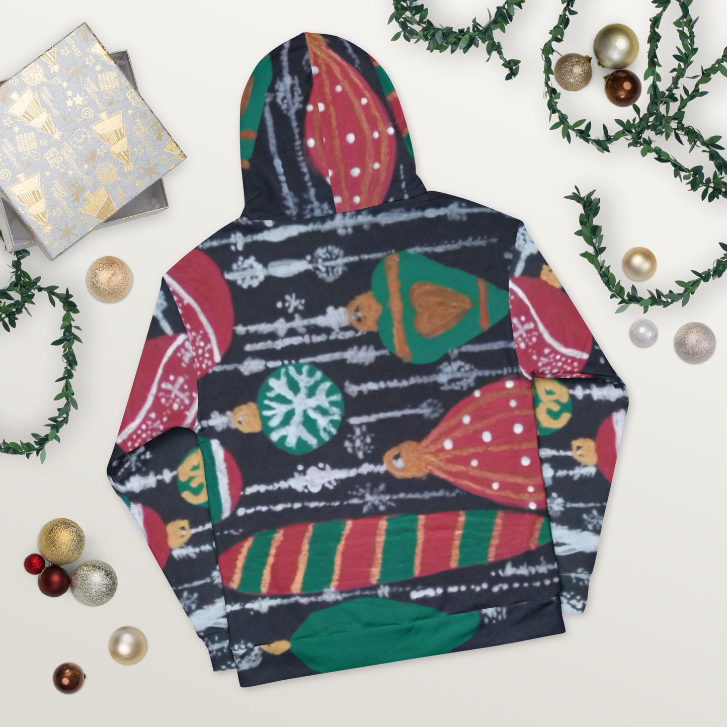 Holiday Ornaments Unisex Hoodie,pullover hoodie,trendy hoodie,fall hoodie,festive hoodie,colorful hoodie