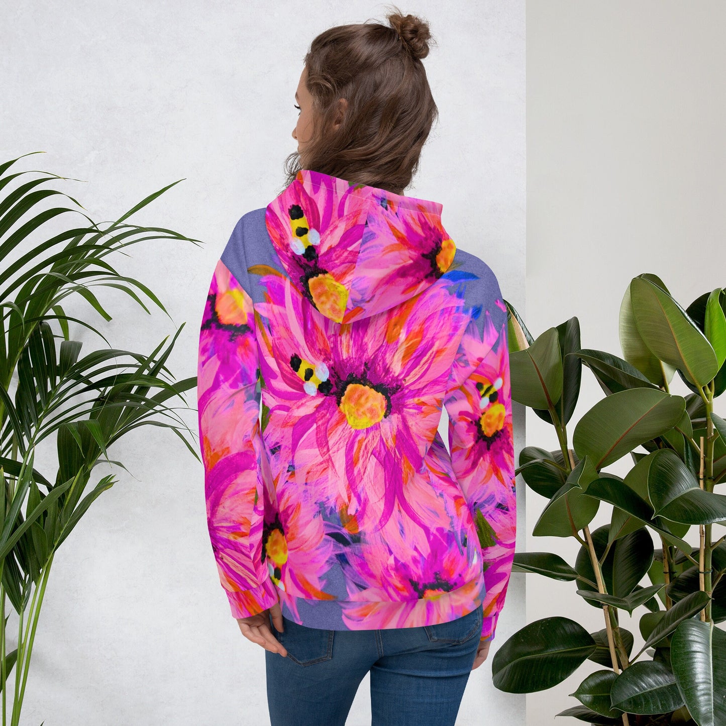 Fluffy Pink Floral Unisex Hoodie,pullover hoodie,trendy hoodie,fall hoodie,floral hoodie,nature lovers gift,flower lovers gift