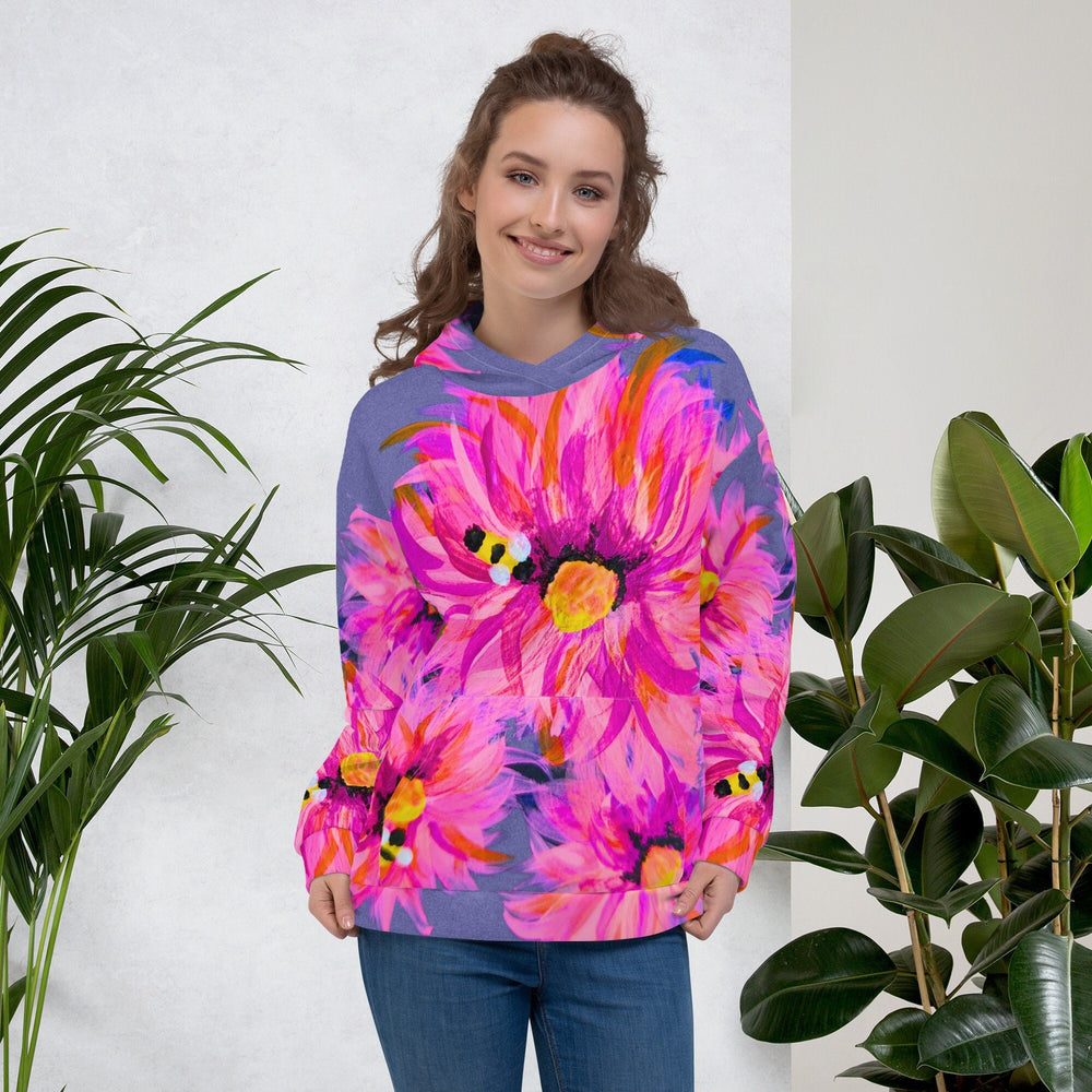 Fluffy Pink Floral Unisex Hoodie,pullover hoodie,trendy hoodie,fall hoodie,floral hoodie,nature lovers gift,flower lovers gift