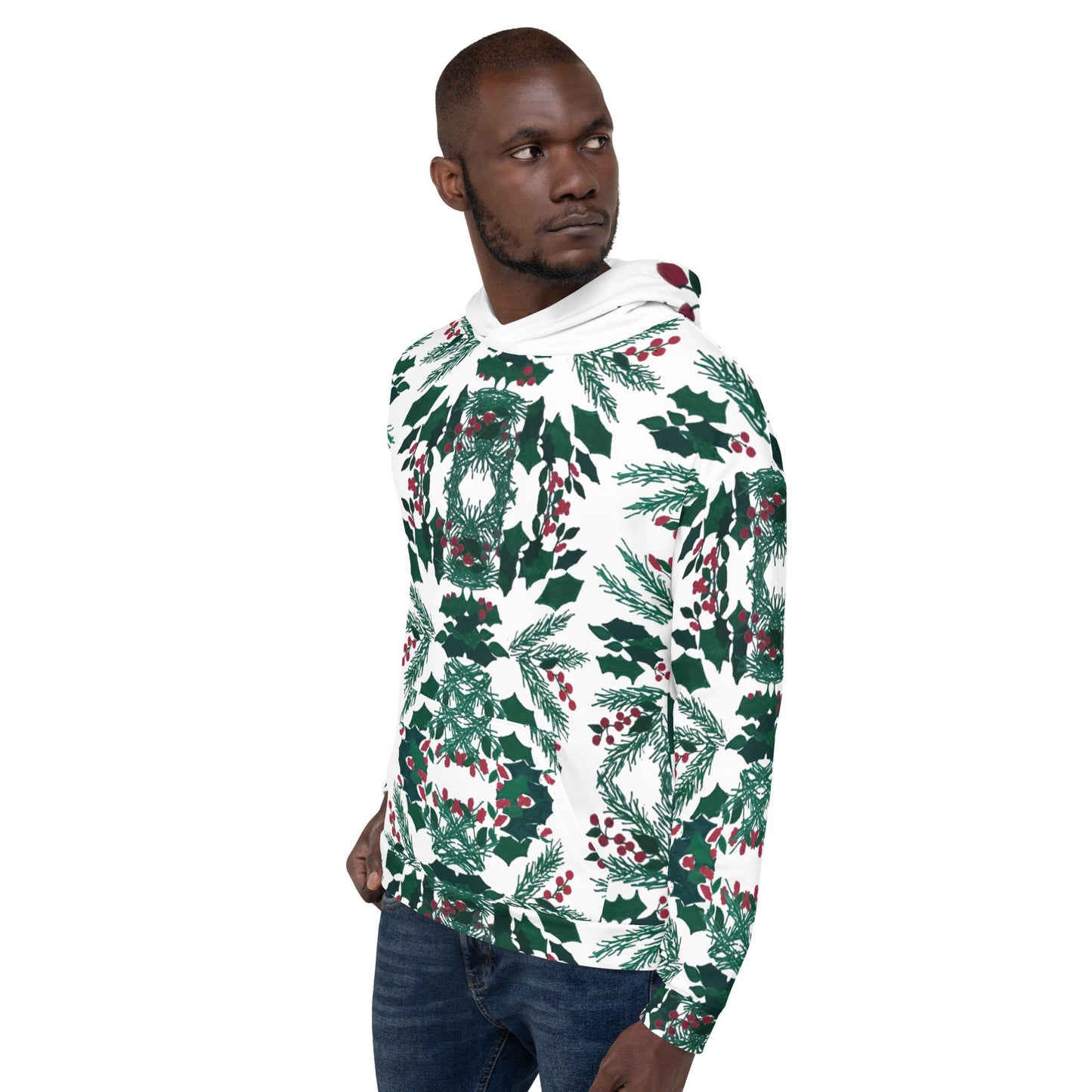 Christmas Holly Unisex Hoodie,festive hoodie,fall hoodie,pullover hoodie,hoodie with pocket,comfy hoodie,nature hoodie,holiday gift