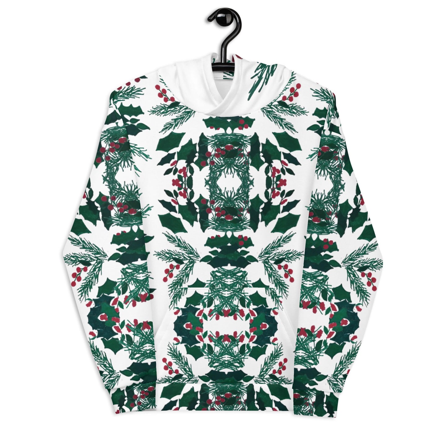 Christmas Holly Unisex Hoodie,festive hoodie,fall hoodie,pullover hoodie,hoodie with pocket,comfy hoodie,nature hoodie,holiday gift