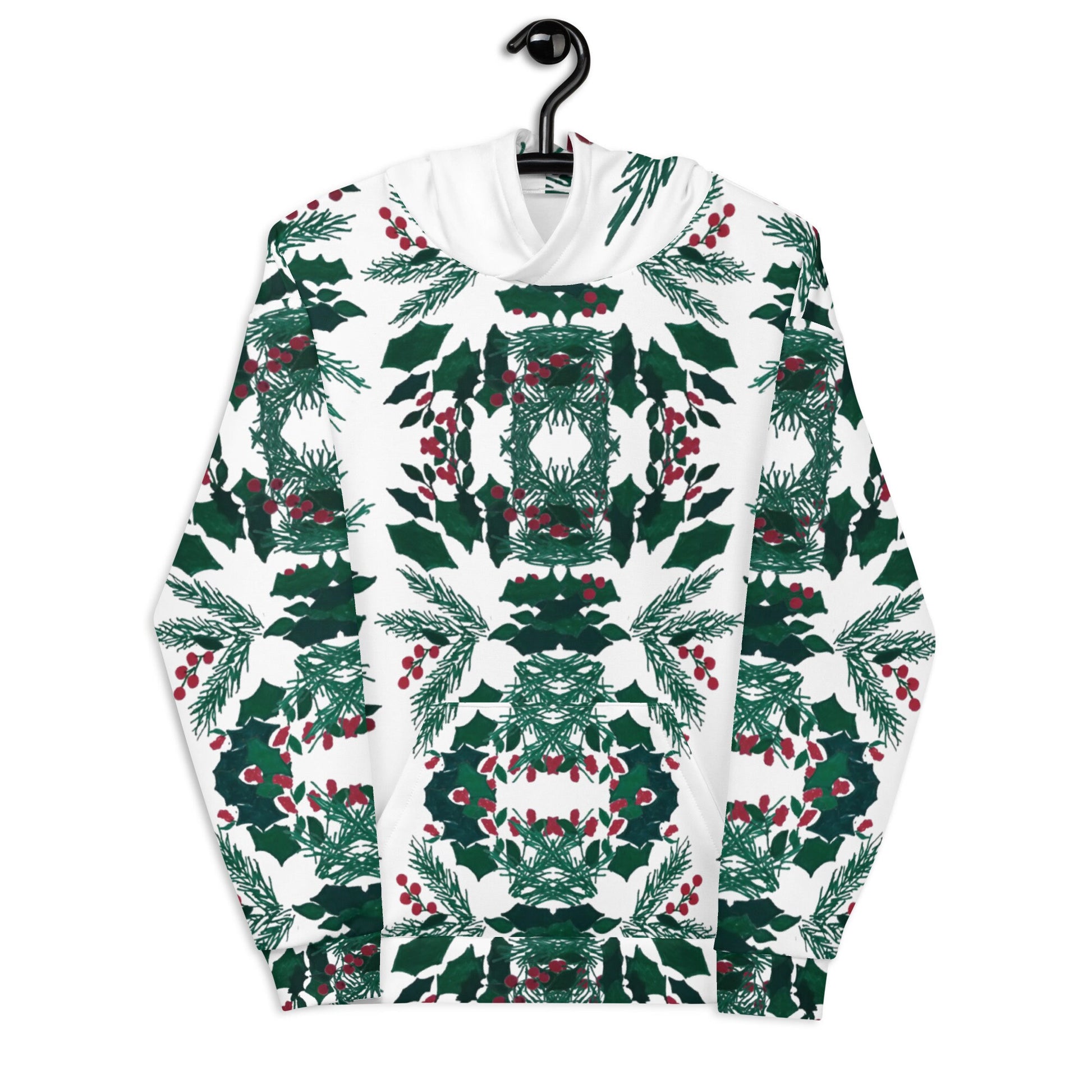 Christmas Holly Unisex Hoodie,festive hoodie,fall hoodie,pullover hoodie,hoodie with pocket,comfy hoodie,nature hoodie,holiday gift