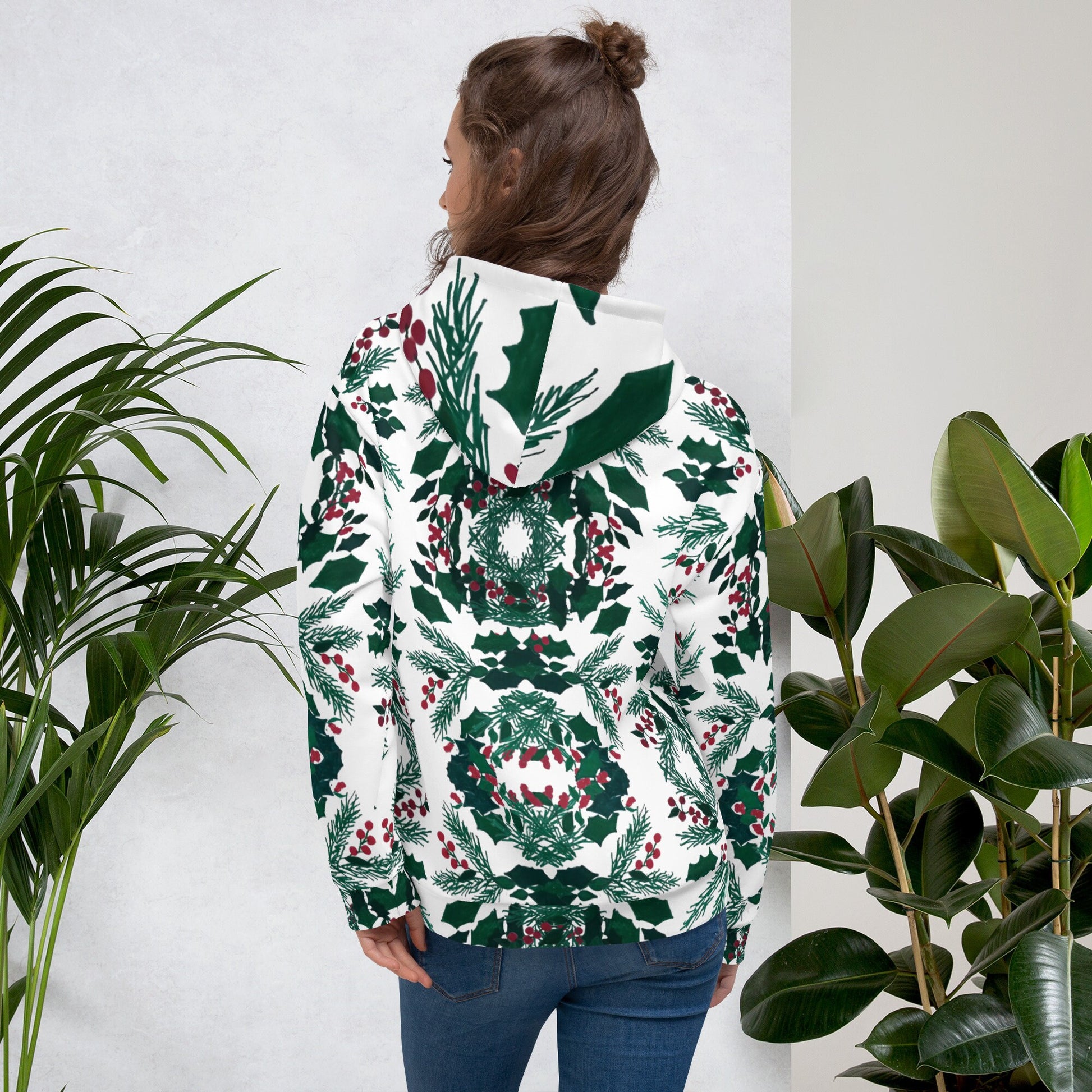 Christmas Holly Unisex Hoodie,festive hoodie,fall hoodie,pullover hoodie,hoodie with pocket,comfy hoodie,nature hoodie,holiday gift