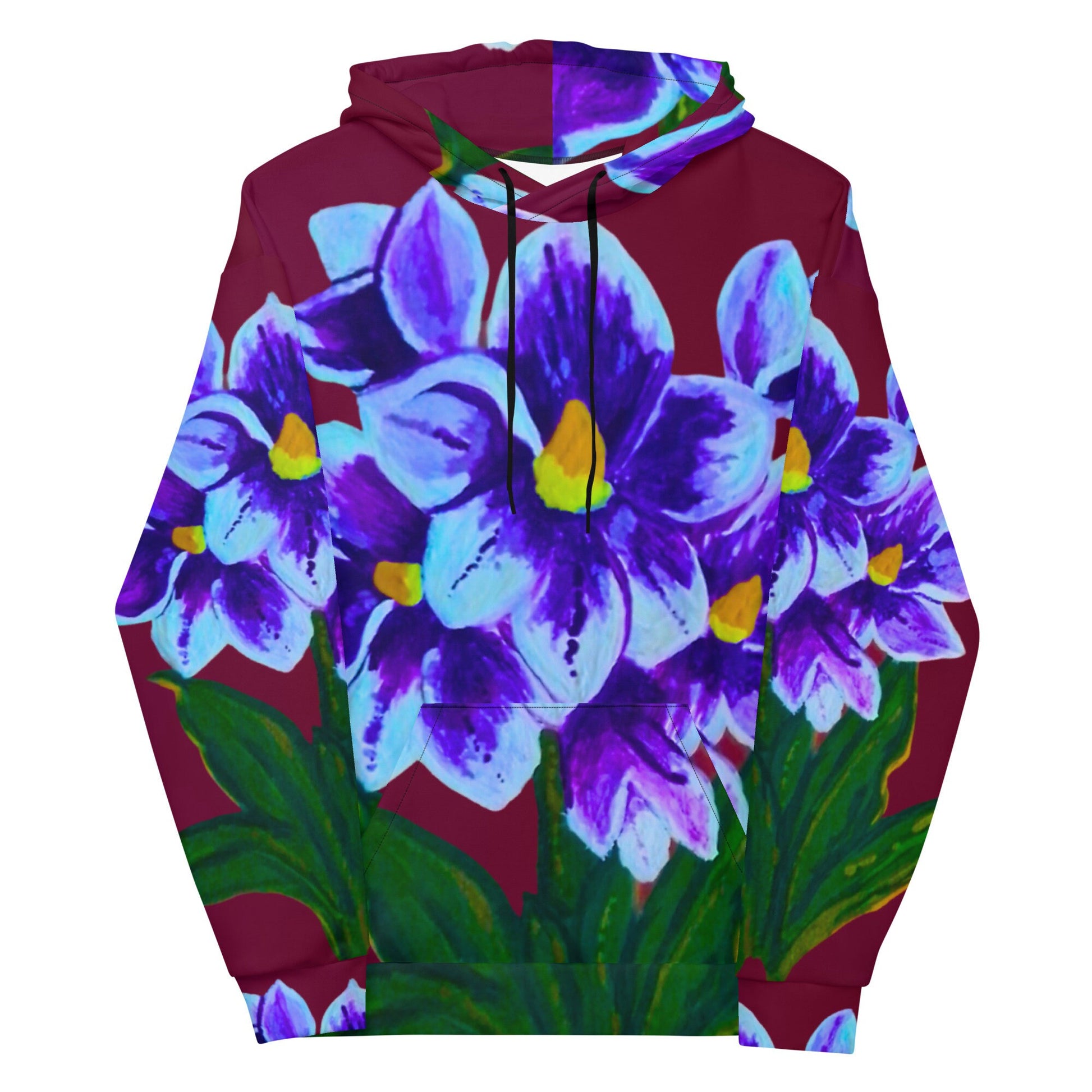 Blue Floral Unisex Hoodie,hoodie with pockets,pullover hoodie,fall hoodie,trending hoodie,comfy hoodie,colorful hoodie