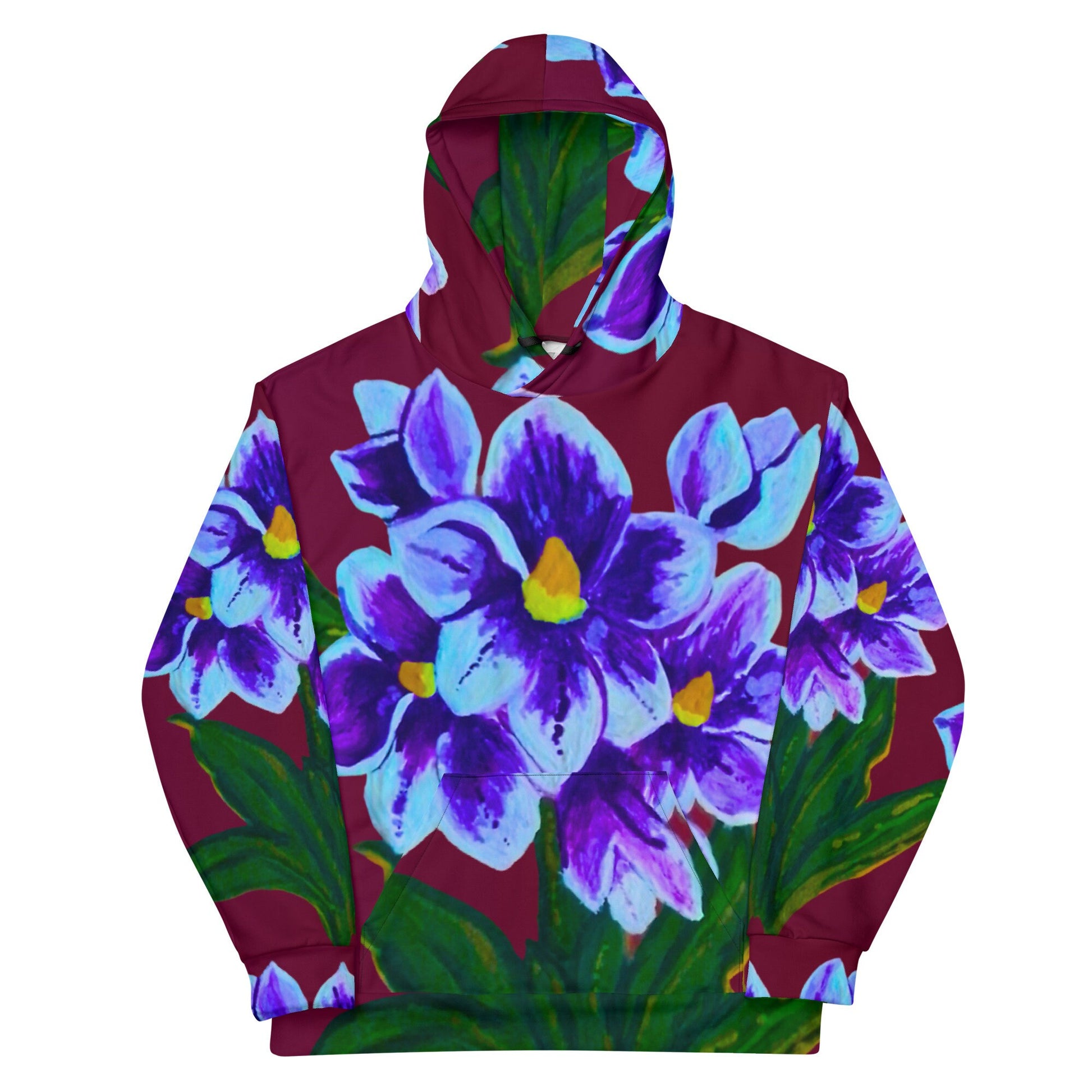 Blue Floral Unisex Hoodie,hoodie with pockets,pullover hoodie,fall hoodie,trending hoodie,comfy hoodie,colorful hoodie