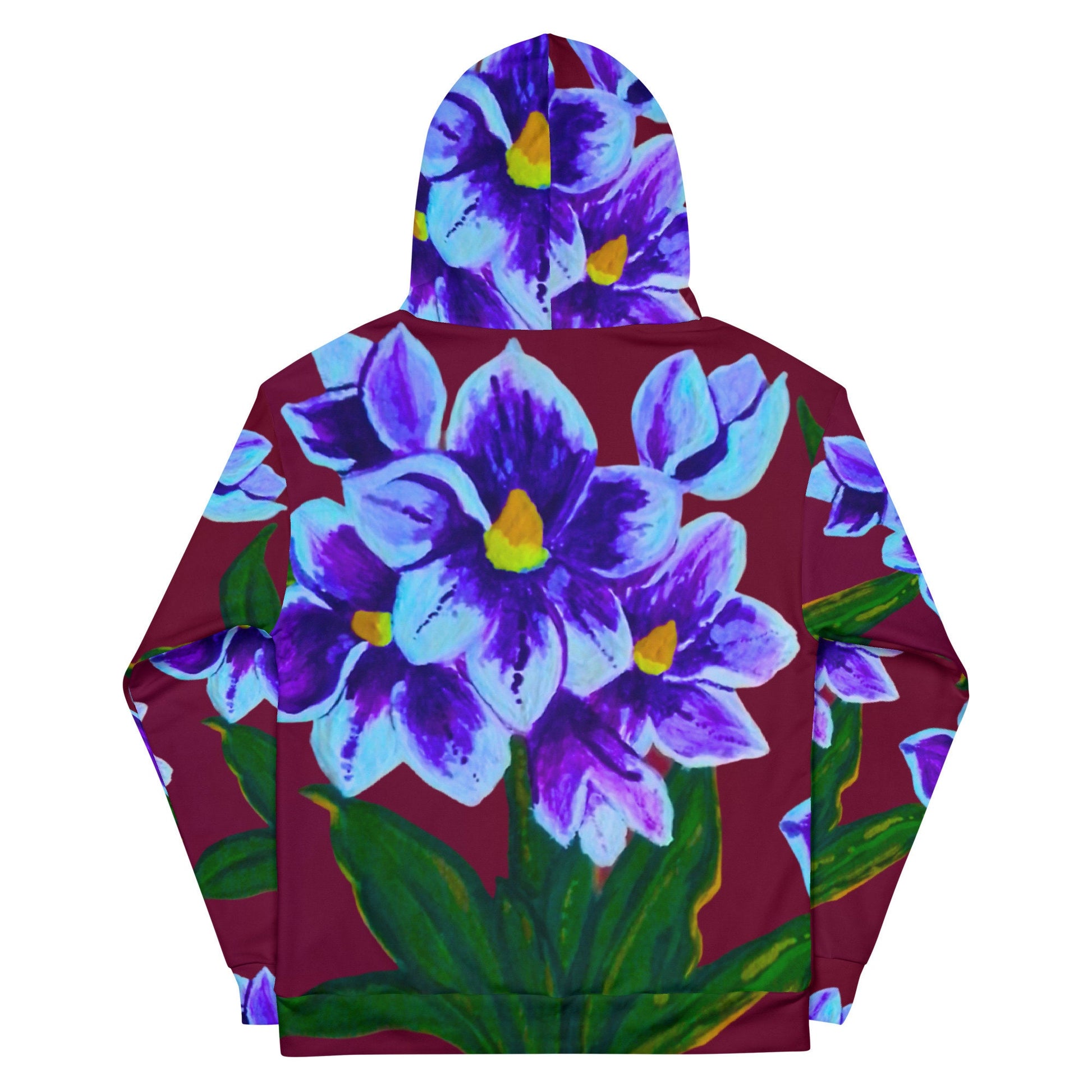 Blue Floral Unisex Hoodie,hoodie with pockets,pullover hoodie,fall hoodie,trending hoodie,comfy hoodie,colorful hoodie