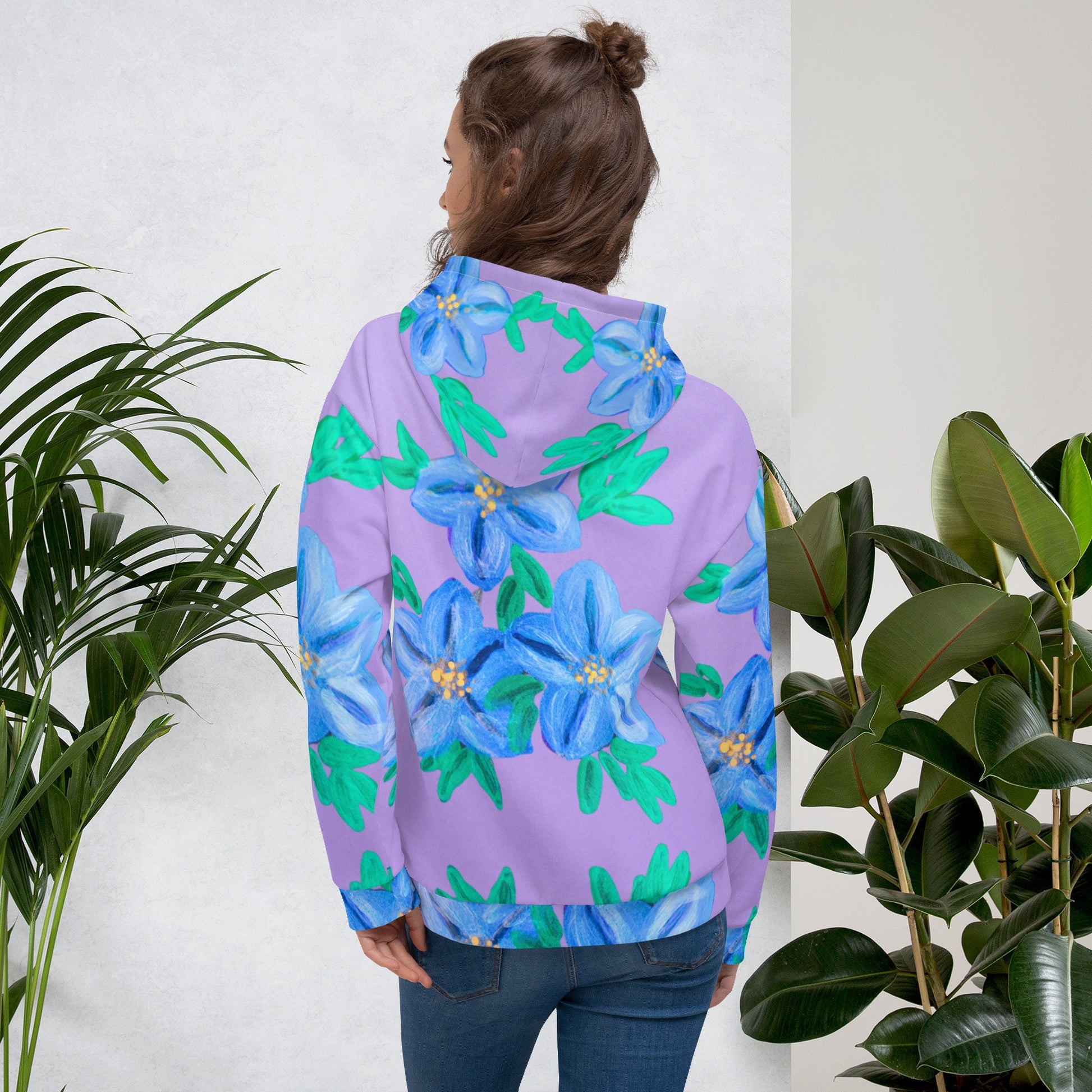 Forget Me Not Unisex Hoodie,floral hoodie,hoodie with pockets,pullover hoodie,trending hoodie,nature hoodie,plus size hoodie