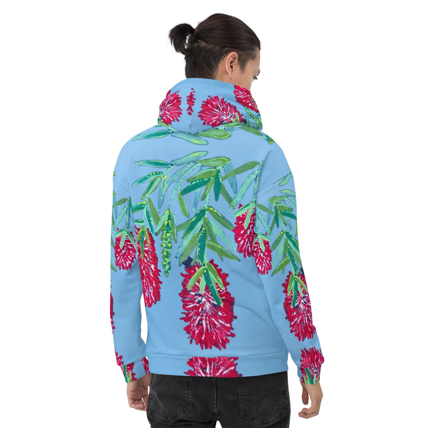 Weeping Bottle Brush Unisex Hoodie,hoodie with pockets,red floral hoodie,pullover hoodie,red flower,fall hoodie,trending hoodie