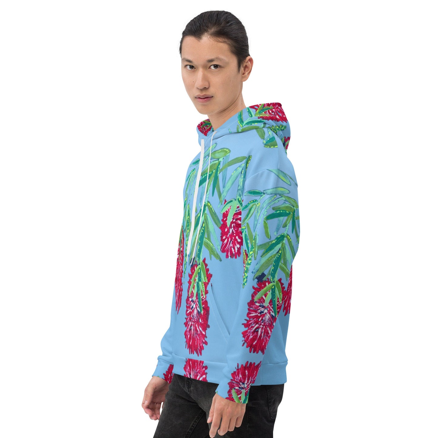 Weeping Bottle Brush Unisex Hoodie,hoodie with pockets,red floral hoodie,pullover hoodie,red flower,fall hoodie,trending hoodie