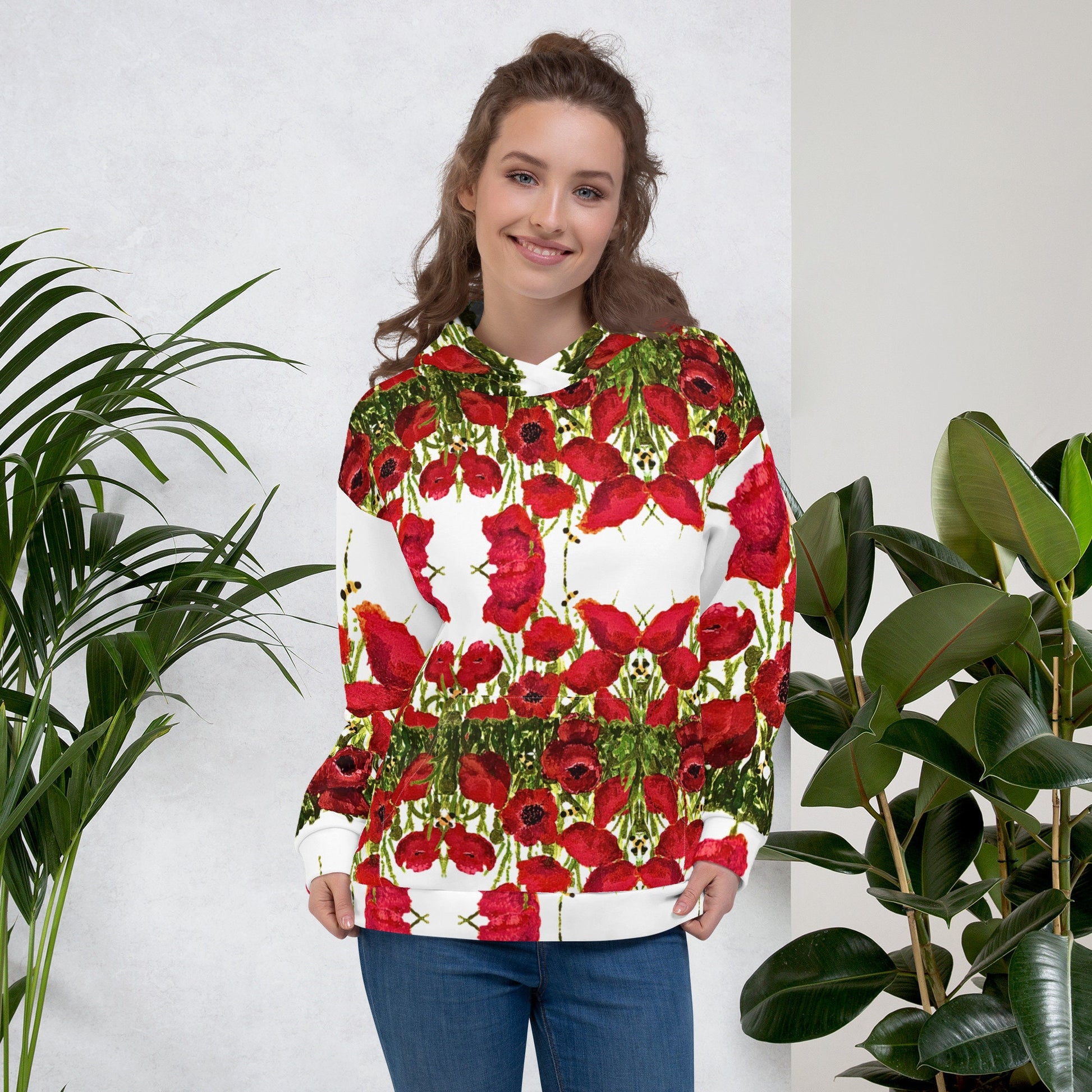 Red Poppies Unisex Hoodie,hoodie with pockets,pullover hoodie,fall hoodie,aunt hoodie,mama hoodie,hippie hoodie,comfy hoodie