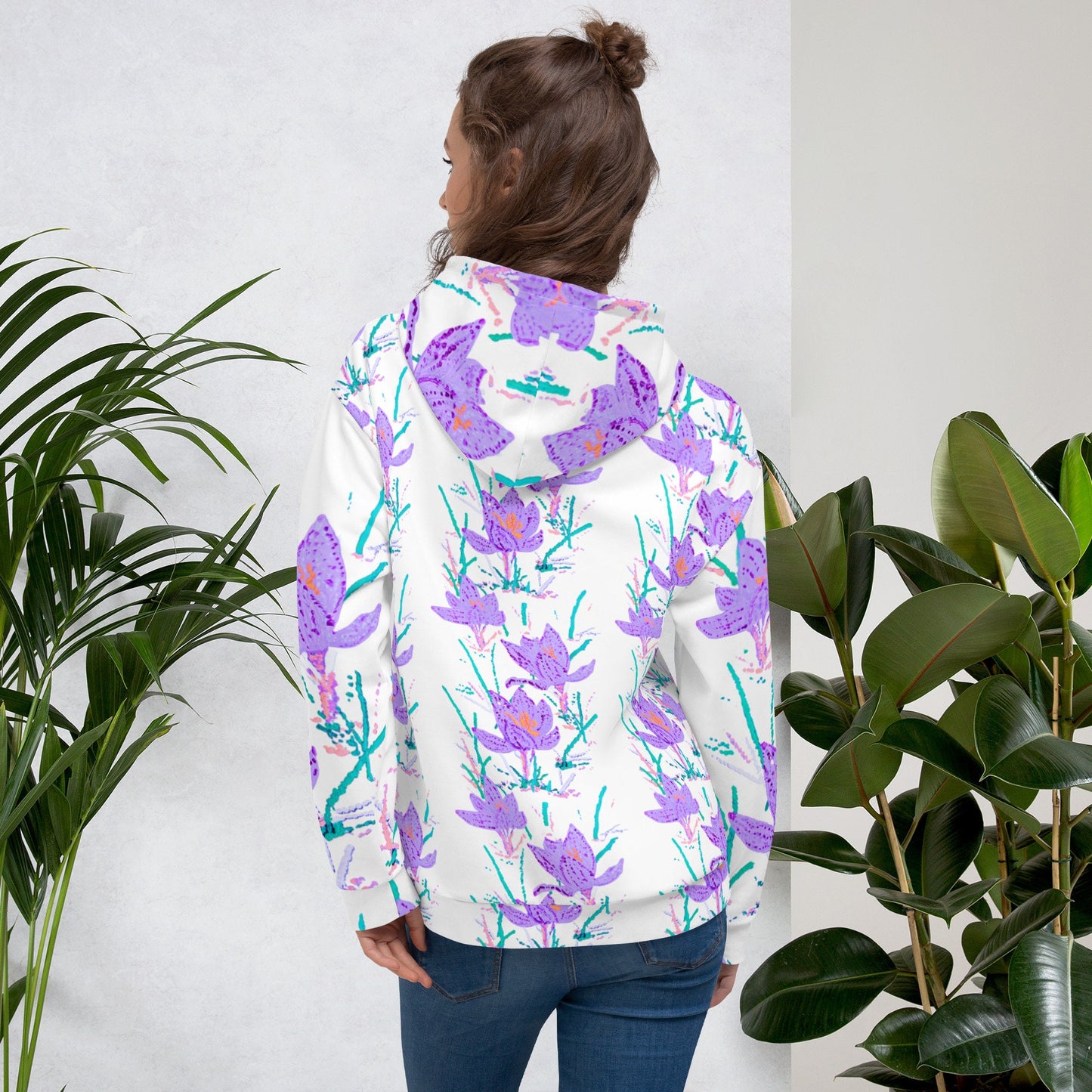 Crocus Flower Unisex Hoodie,floral hoodie,hoodie with pockets,aunt hoodie,mama hoodie,pullover hoodie,beach hoodie,trendy hoodie