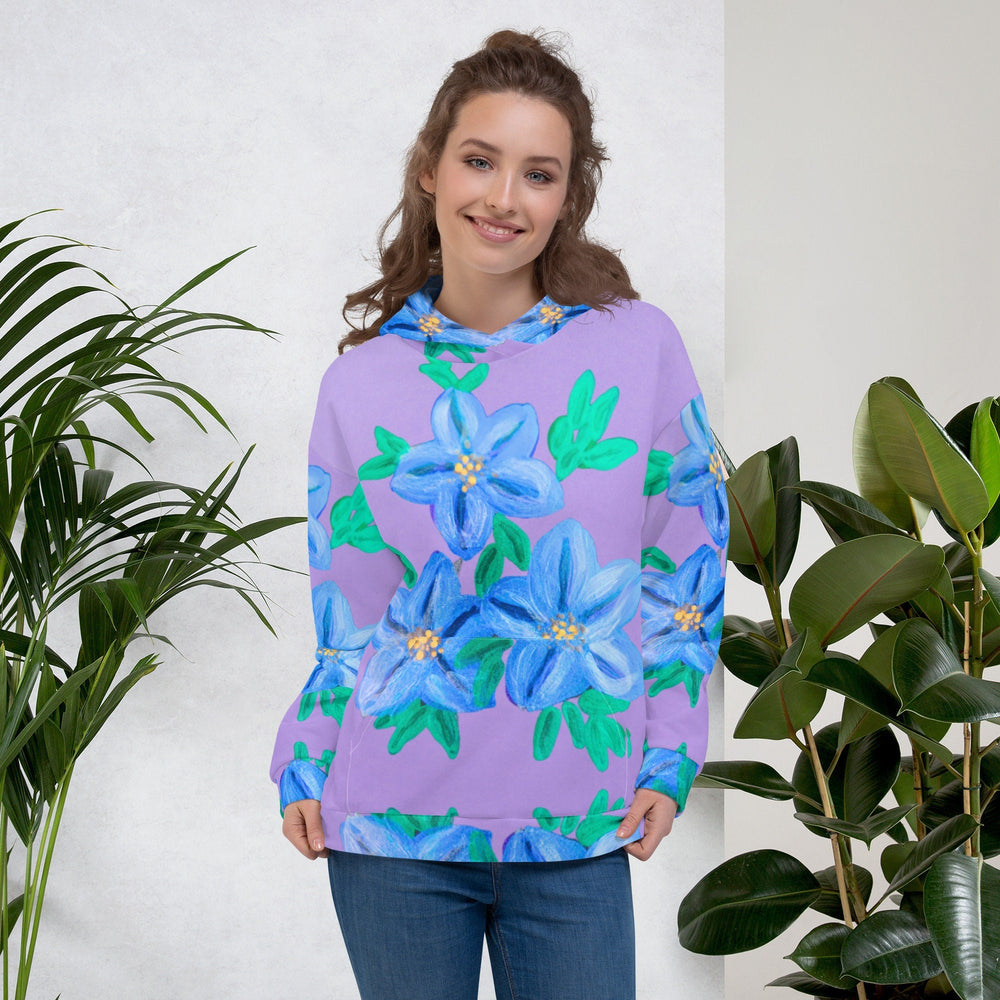 Forget Me Not Unisex Hoodie,floral hoodie,hoodie with pockets,pullover hoodie,trending hoodie,nature hoodie,plus size hoodie