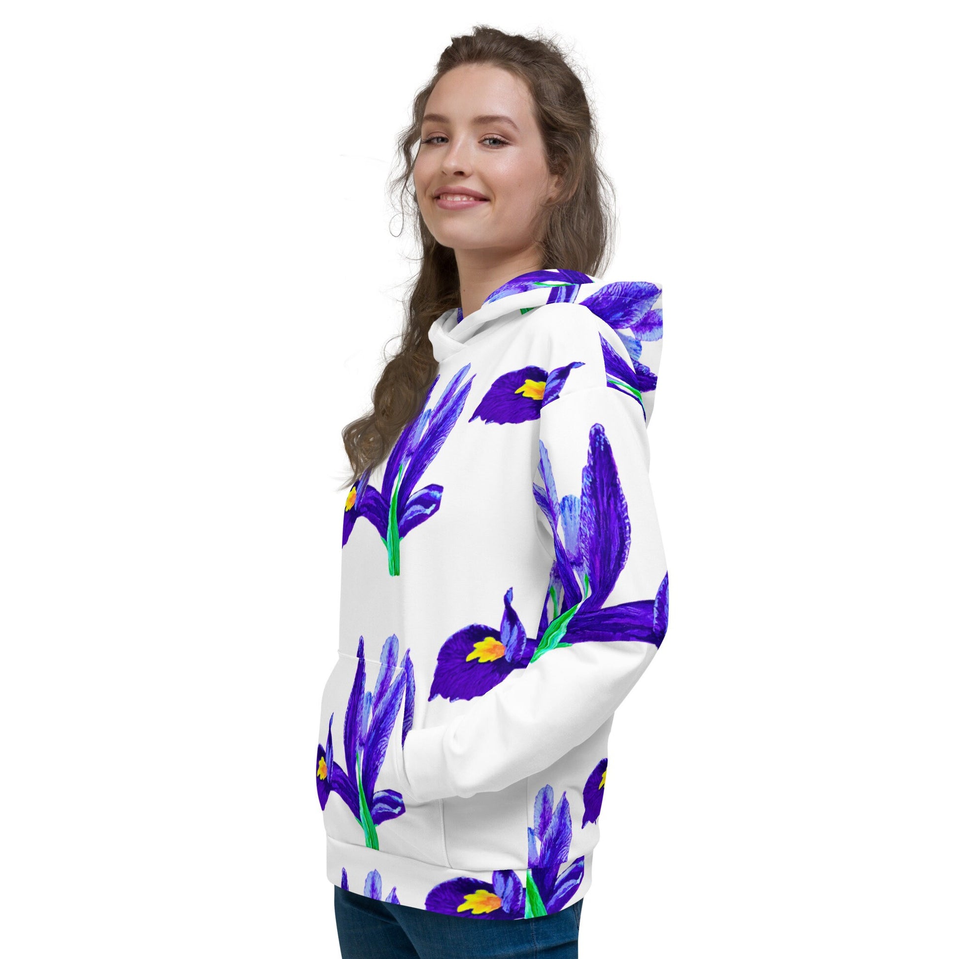 Iris Flower Unisex Hoodie,hoodie with pockets,pullover hoodie,street wear hoodie,floral hoodie,mama hoodie,aunt hoodie,fun hoodie