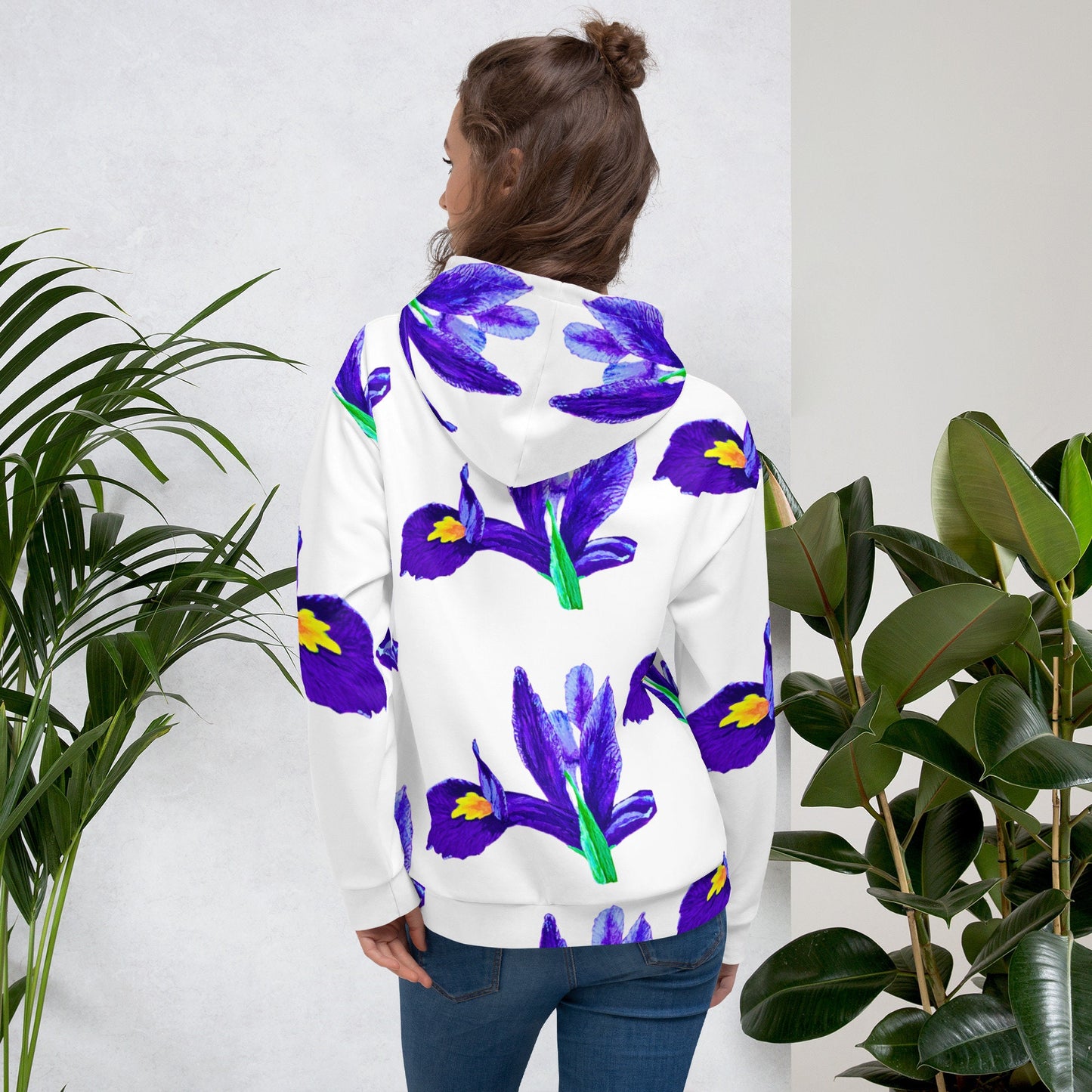 Iris Flower Unisex Hoodie,hoodie with pockets,pullover hoodie,street wear hoodie,floral hoodie,mama hoodie,aunt hoodie,fun hoodie