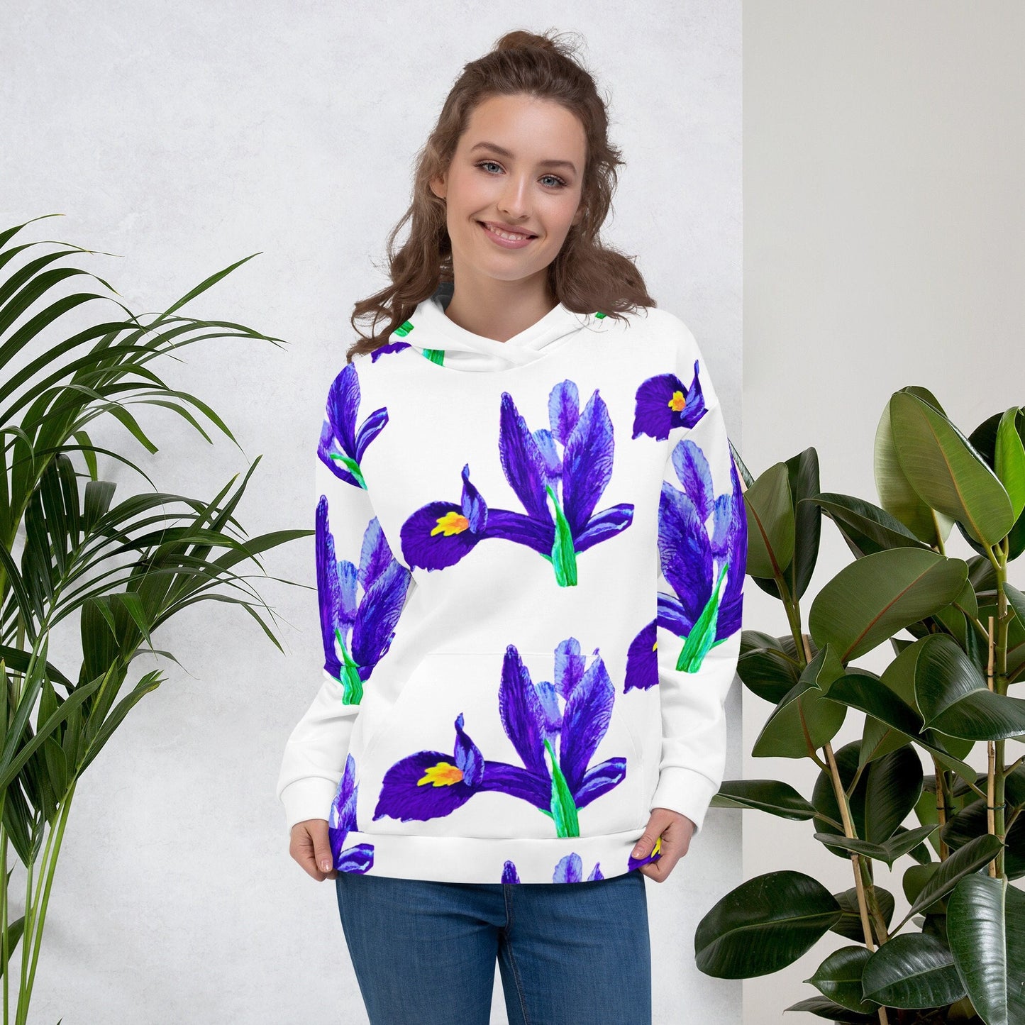 Iris Flower Unisex Hoodie,hoodie with pockets,pullover hoodie,street wear hoodie,floral hoodie,mama hoodie,aunt hoodie,fun hoodie